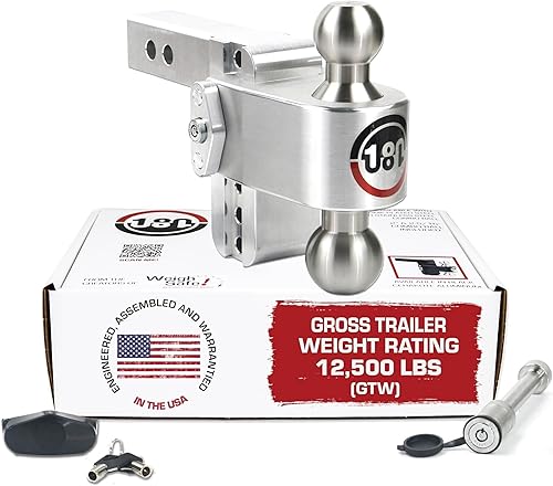 Weigh Safe Enganche de remolque de 180 grados, enganche de remolque ajustable para remolque, compatible con receptores de 2 pulgadas, caída de 4