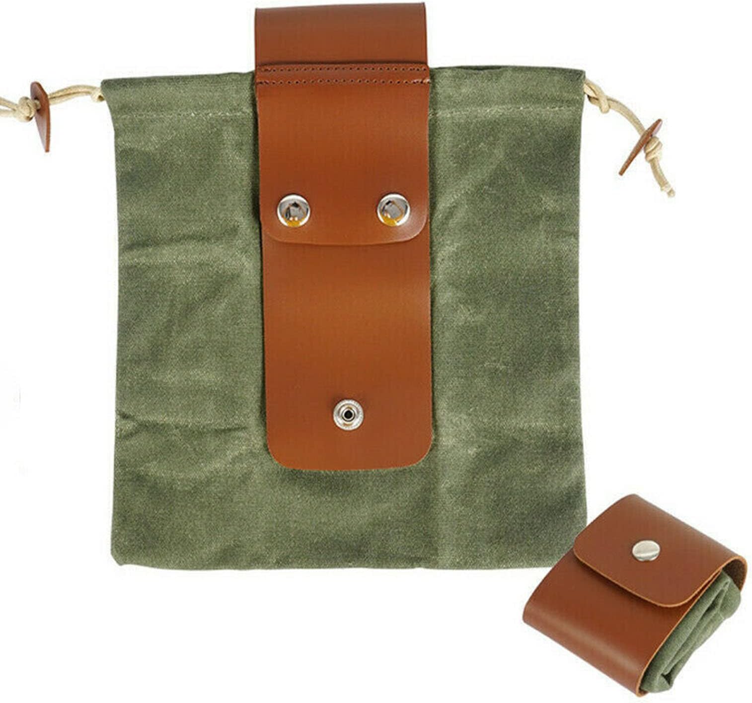 Bushcraft Bag Leather Belt Pouch Men Foraging Bag with Waxed Canvass for Travel, Camping, Hiking and Backpacking Gear