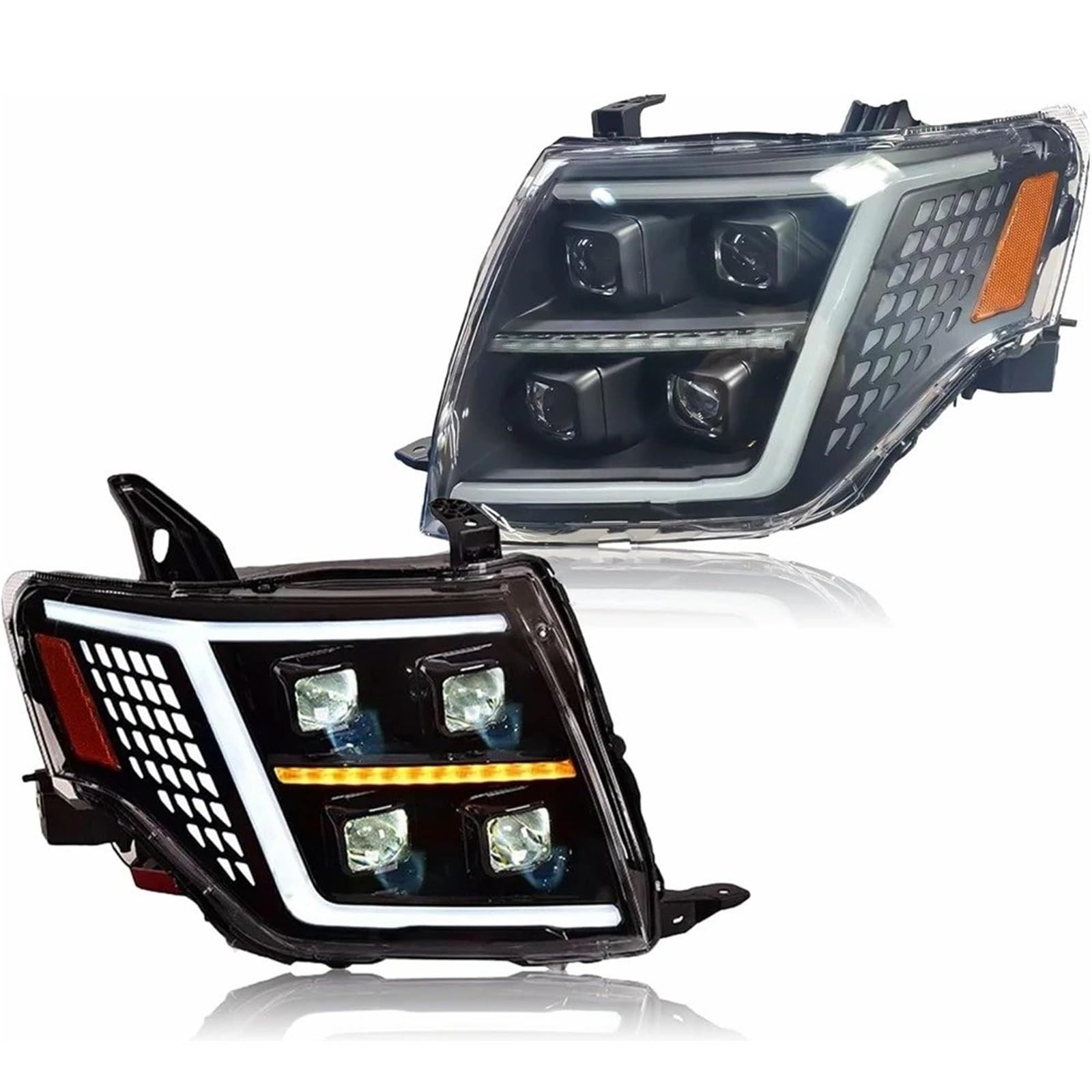 Faro Anteriore per Mitsubishi V98 Montero 2006-2021 Gruppo Ottico Anteriore Luce Diurna DRL Coppia sequenziale Faro Anteriore Gruppo Ottico per Auto