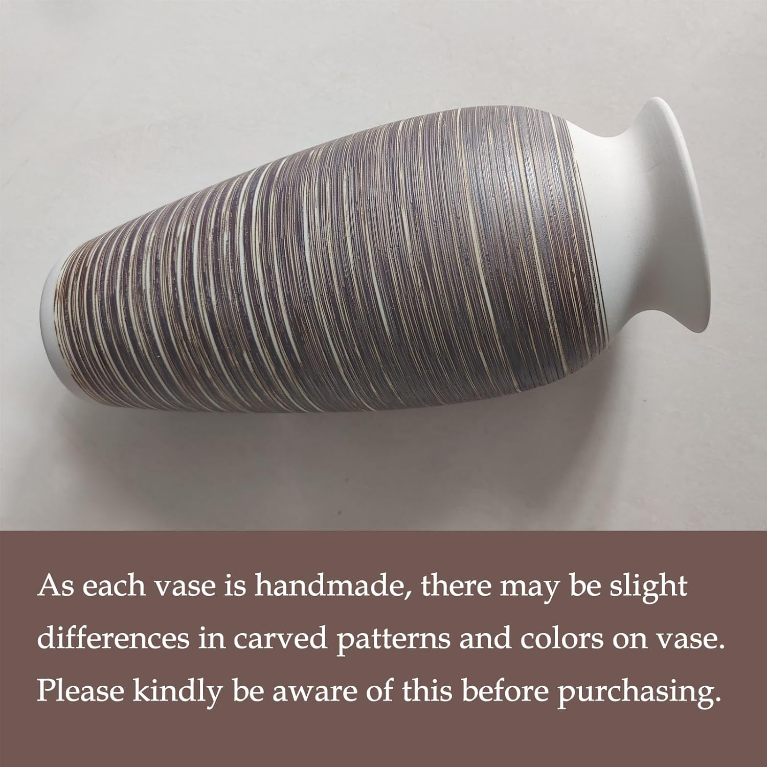 Ceramic Rustic Farmhouse Vase, 12.6" Large Vintage Flower vase Home Decor, Tall Boho Decorative Vases for Living Room, Table, Mantel, Shelf and Centerpieces Decor and Housewarming (D) - Image 4