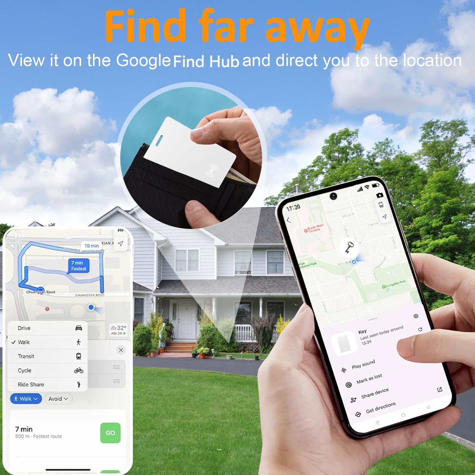 Trova portafoglio per Android, scheda di monitoraggio del portafoglio certificata Google, sottile 1,8 mm, wireless, ricaricabile, Bluetooth, localizzatore di oggetti, impermeabile IP68, per app Google