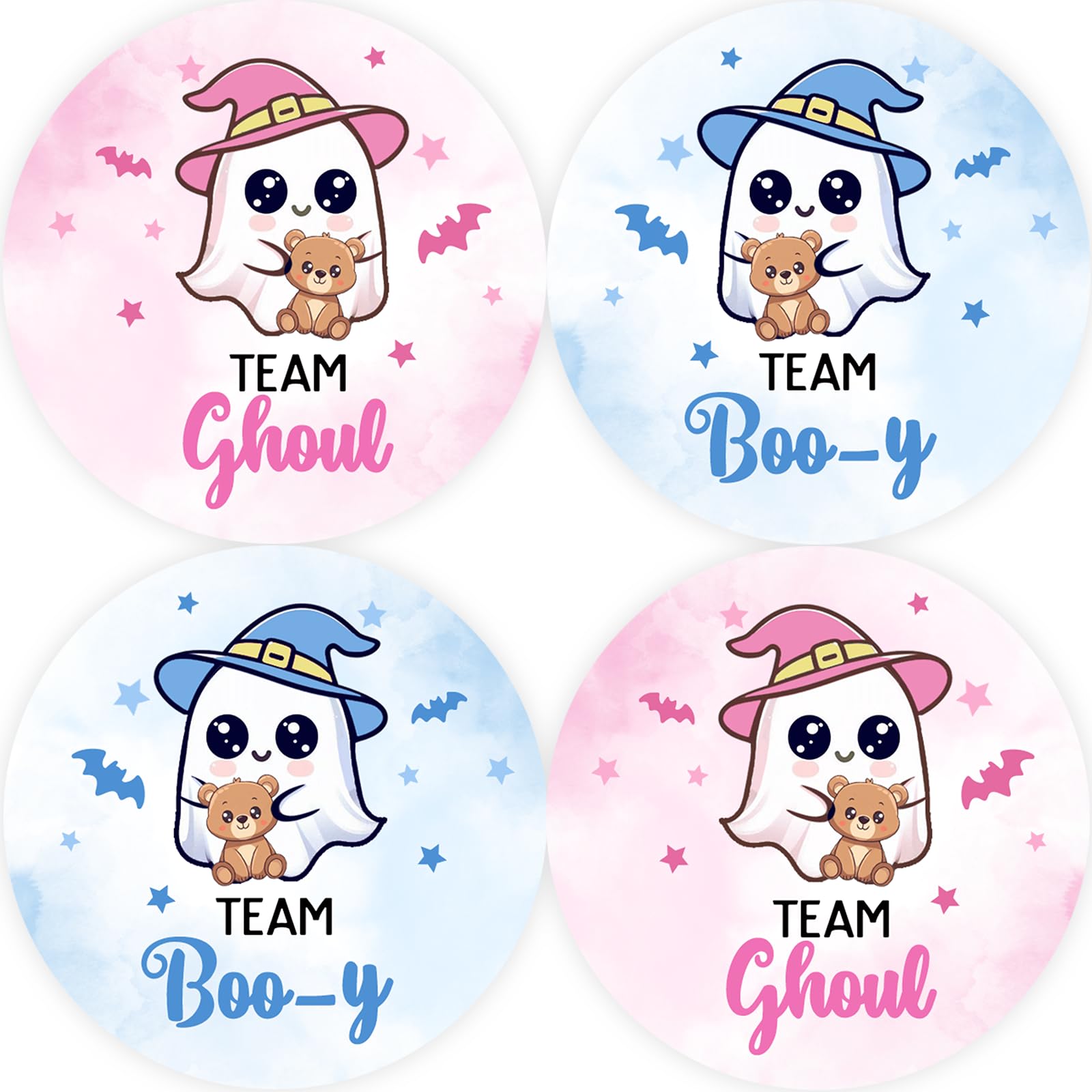 Etiquetas para votar Team Boy o Girl en fiestas de revelación de género de Halloween