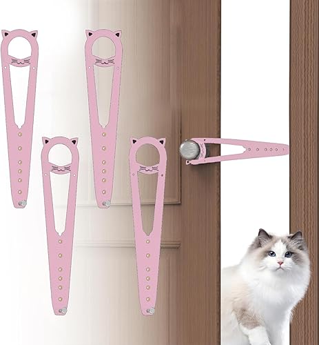 Miniatura 17 de Pestillo de puerta para gatos con estabilizador, 7 tamaños ajustables para puerta de gato, mantiene al perro fuera de la caja de arena, blanco, 2