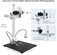 Vista 3 de LM246MS 3 Lens 7 inch HDMI Digital Microscope 2000X for Soldering with 13'' Arm Boom Stand, UHD 2160P, Error Coin Microscope Full View of Coins