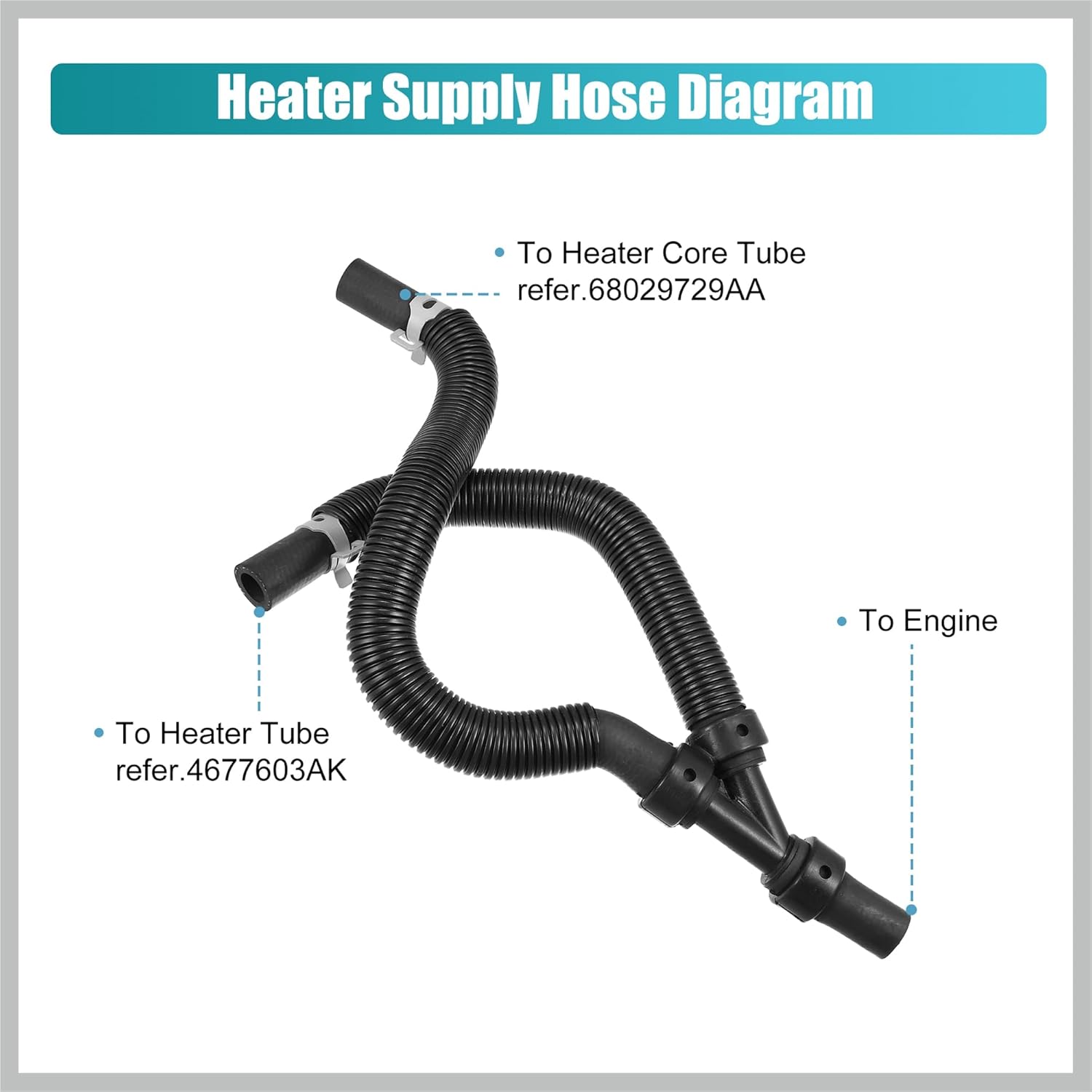 1 Set HVAC Heater Supply and Return Hose for Chrysler Town & Country for Dodge Grand Caravan for VW Routan Engine Heater Inlet & Outlet Hose 4677603AK 626-307 Replacement Car Parts