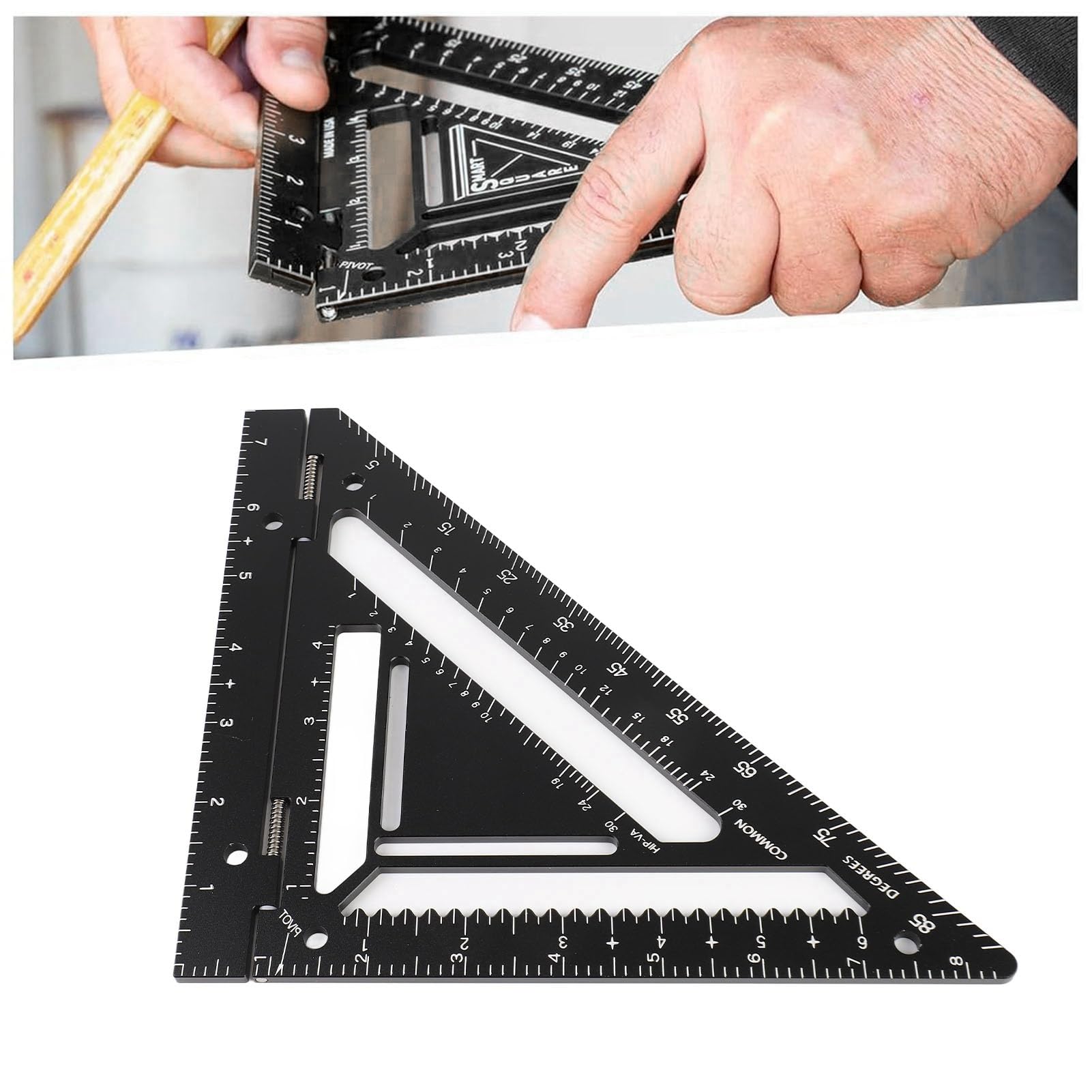 Professionelles Winkelmaß für Zimmerleute, hochpräzises Dreiecklineal aus Aluminiumlegierung, Sparrenhalter