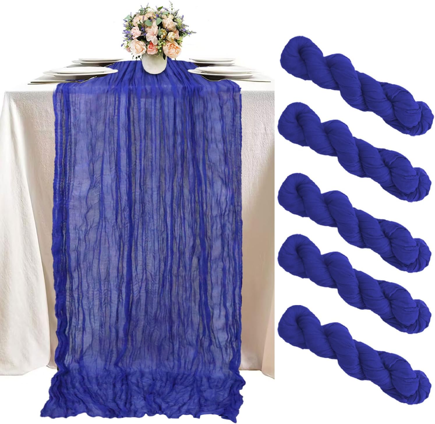 FUHSY 10 Pack 10FT Gauze Table Runner Cheesecloth Fabric Lilac Table Runners Cheese Cloth Rustic Wedding Party Table Runner Boho Birthday Table Decorations Lavender Sheer for Cheese Clothes