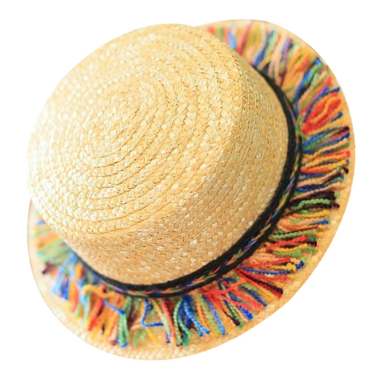 Chapeau de Plage Protection UV en Paille Tressée Enfant