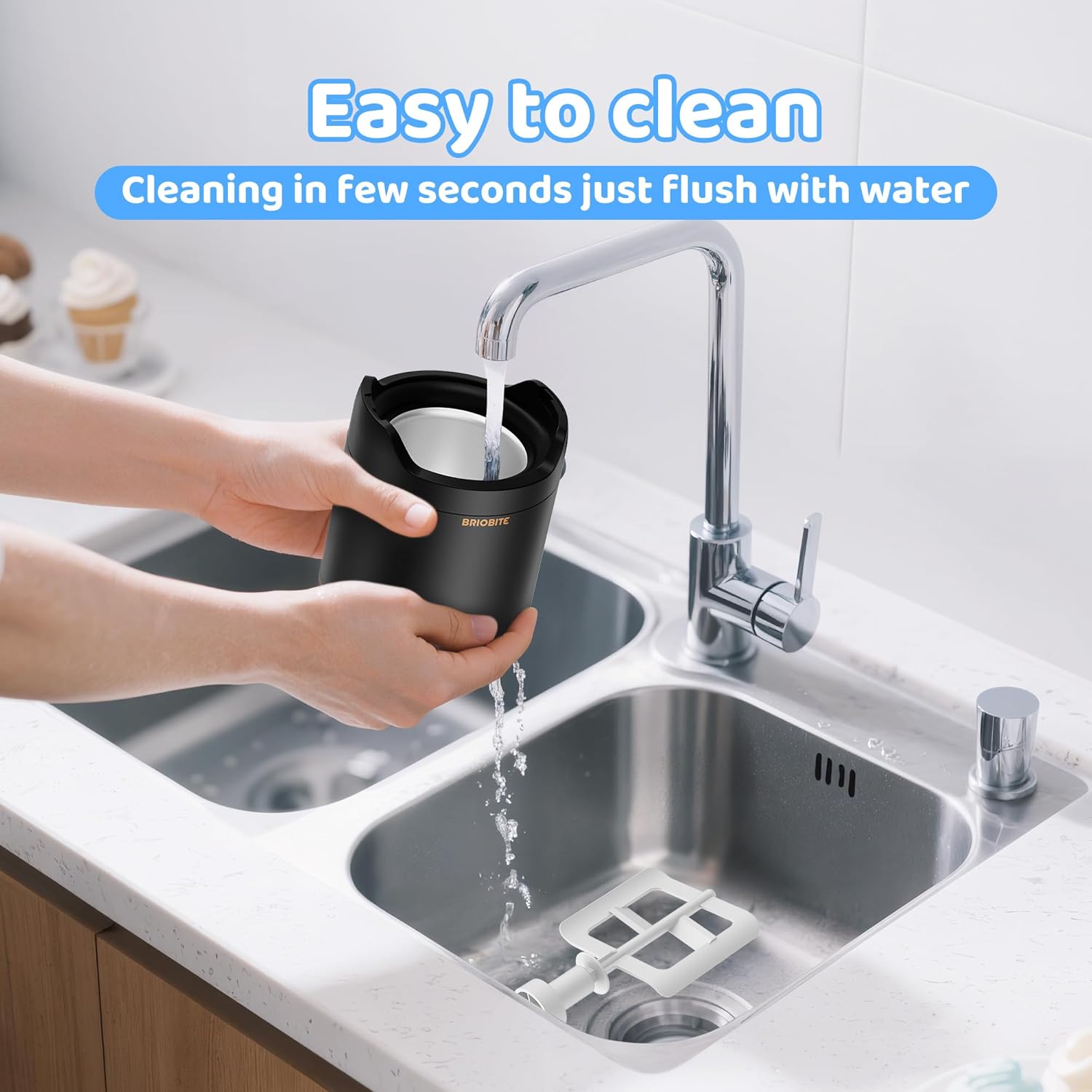 Ice Cream Maker,Rechargeable Soft Ice Cream Machine with Low Noise,Compact for 1-2 Servings,Perfect for Sorbet,Gelato,Frozen Yogurt,Black