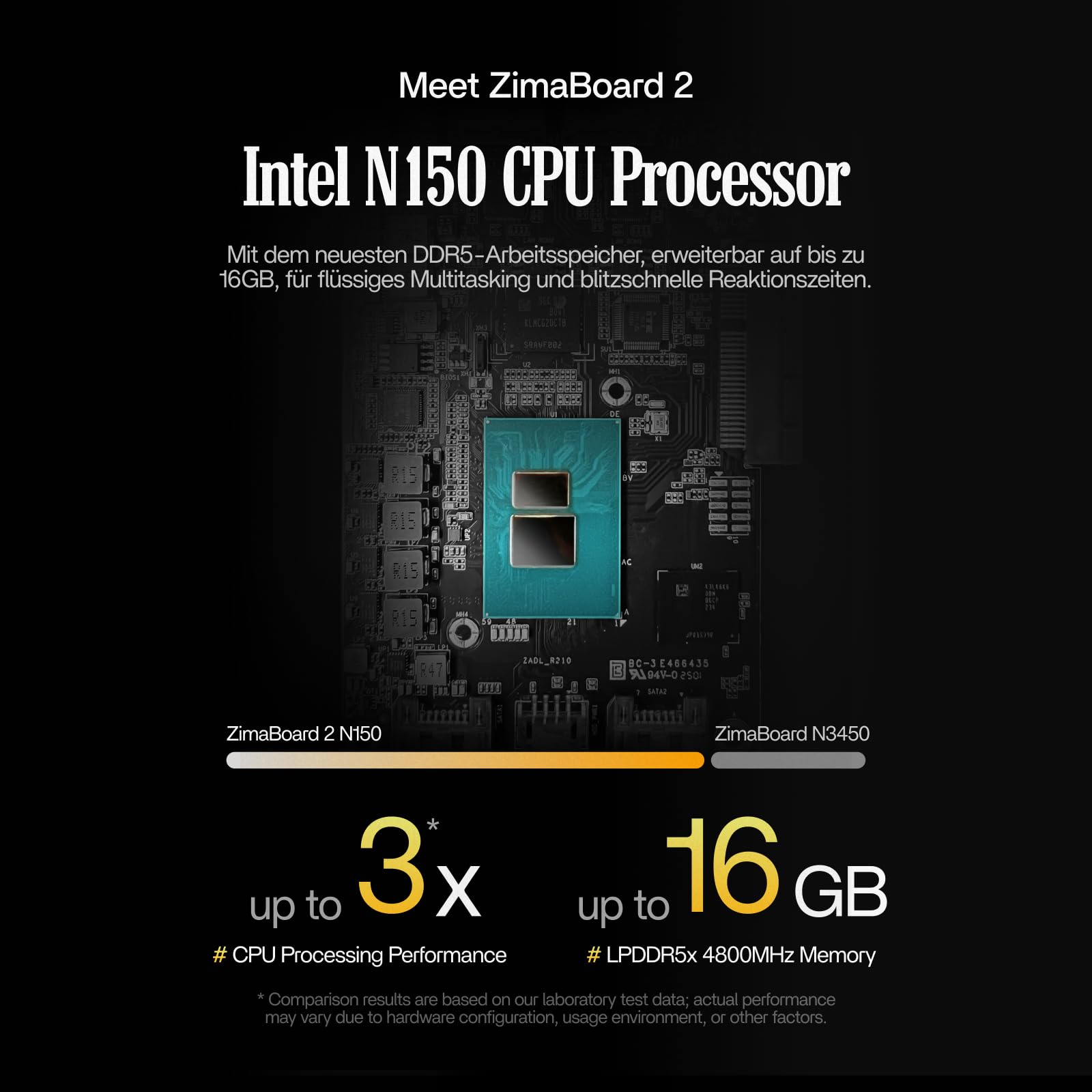 ZimaBoard 2 Home Server, DIY-NAS & Personal-Cloud-Gerät, Single-Board Intel N150, 16GB LPDDR5, Dual-2.5G-LAN, PCIe-3.0-Erweiterung, Barebone-Netzwerkspeicher für Homelab, Firewall, Router & Mini-PC
