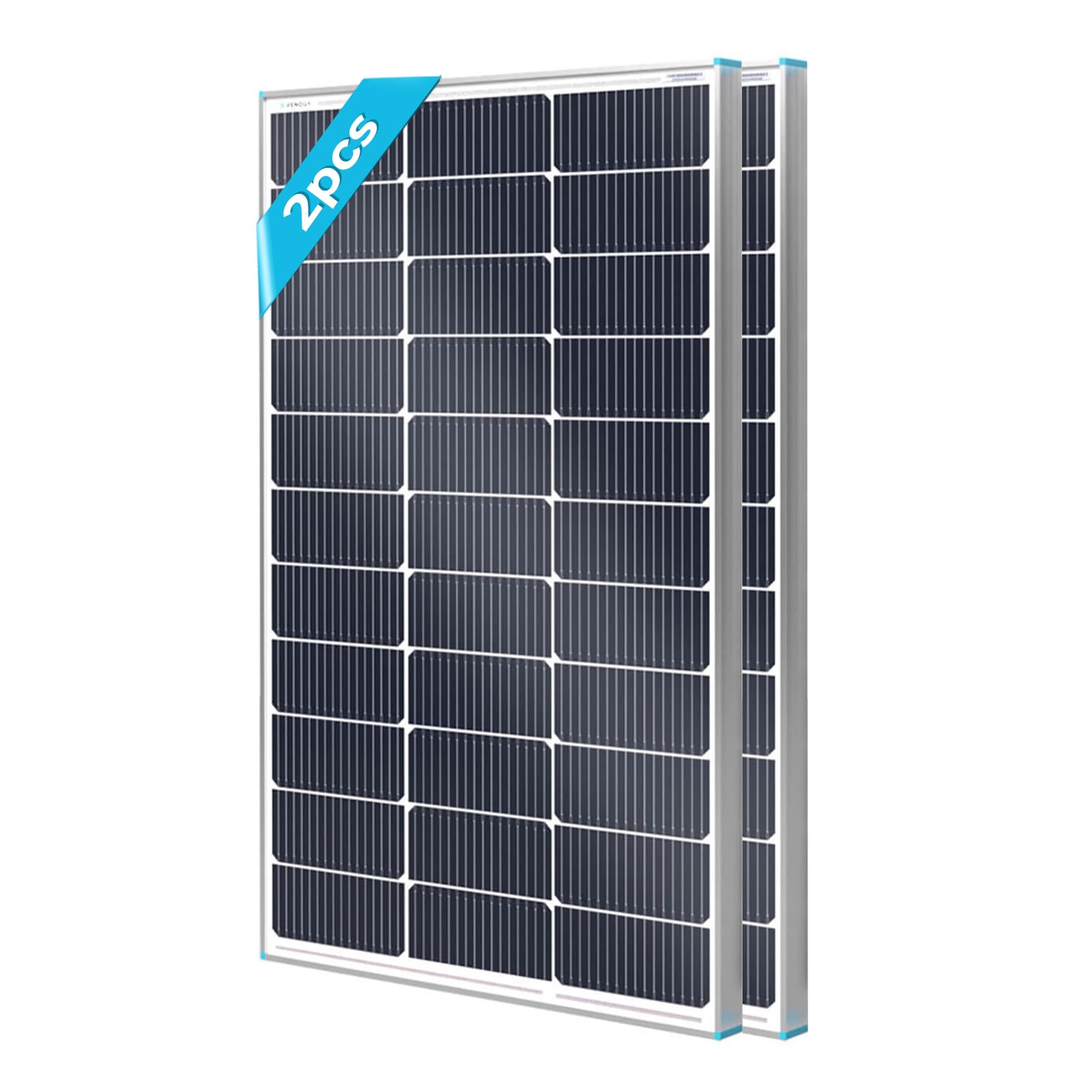 Renogy 2PCS 100W Monocrystalline Solar Panel (New Version), 200 Watt, Ideal for Off Grid PV System on Motorhome, Caravan, Campervan, RV or Boat and Other Off-Grid Applications