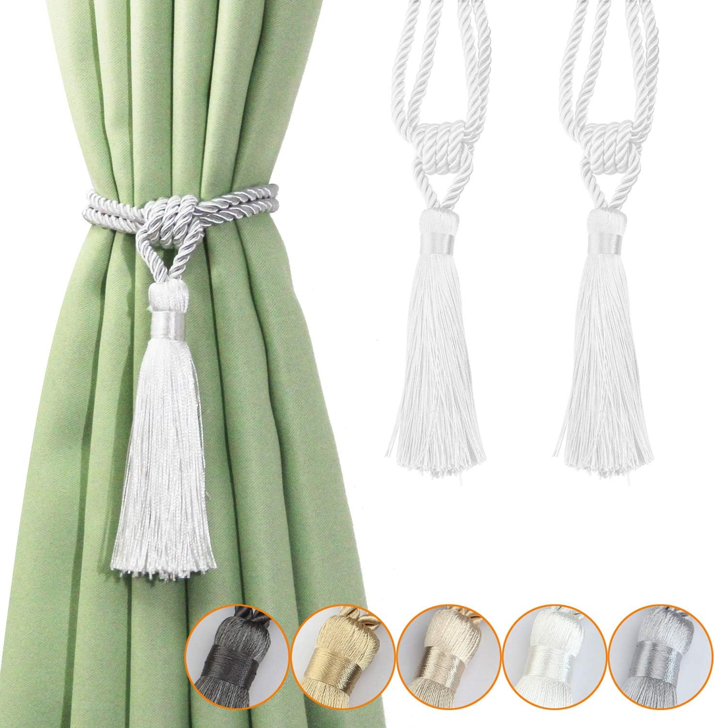 Fenghuangwu Curtain Tiebacks Tassel TieBacks, Rope Curtain tie Backs