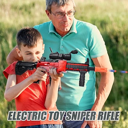 Miniatura 5 de Pistola de juguete realista de rifle de francotirador, pistola eléctrica de espuma con alcance, 100 balas suaves, 2 revistas para niños de 8 a 12