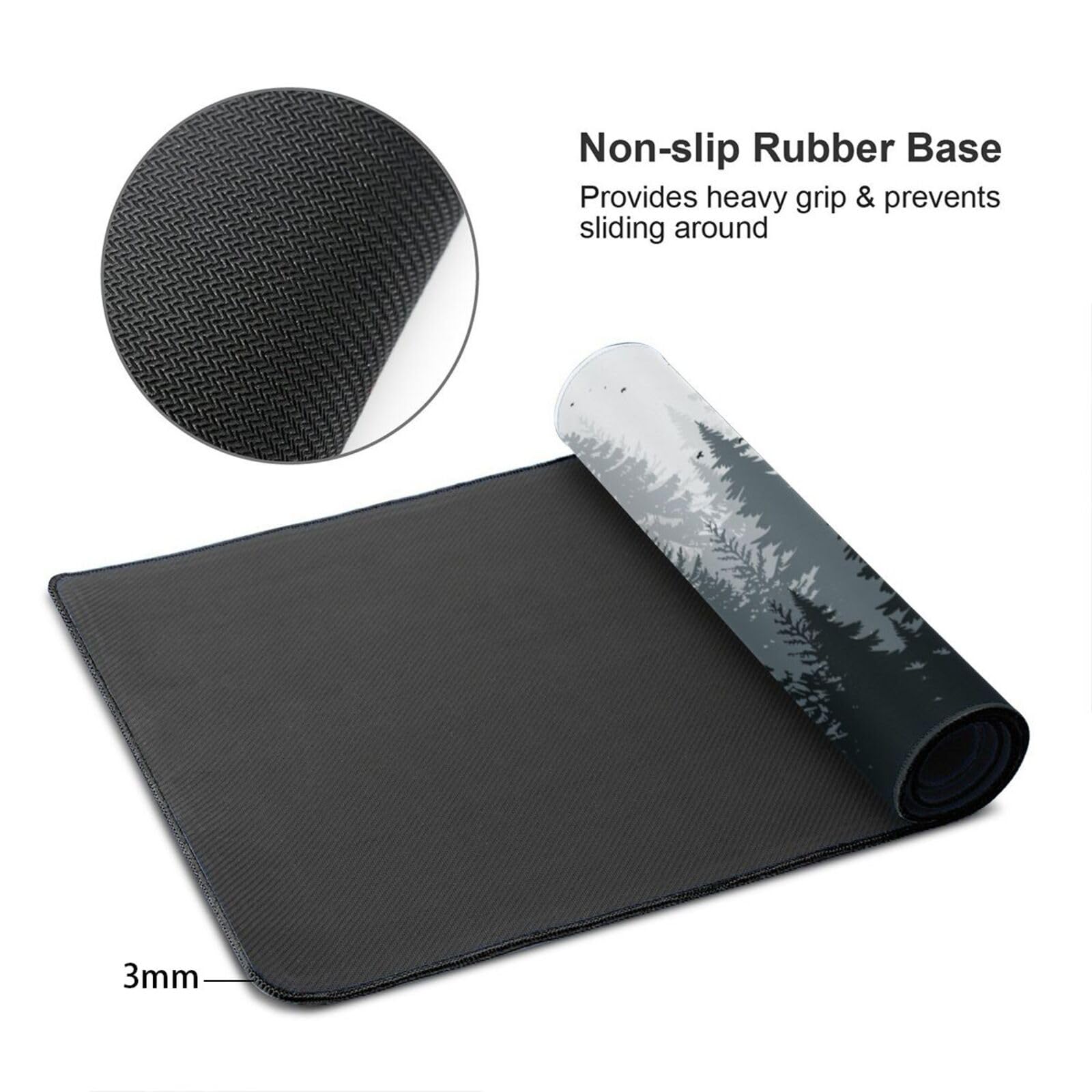 AQQA 3XL - Tappetino per mouse oversize (120 x 61 cm), tappetino per mouse da gaming, motivo sfondo foresta, XXXL, tappetino per mouse lungo esteso con gomma antiscivolo, per laptop, computer e PC,