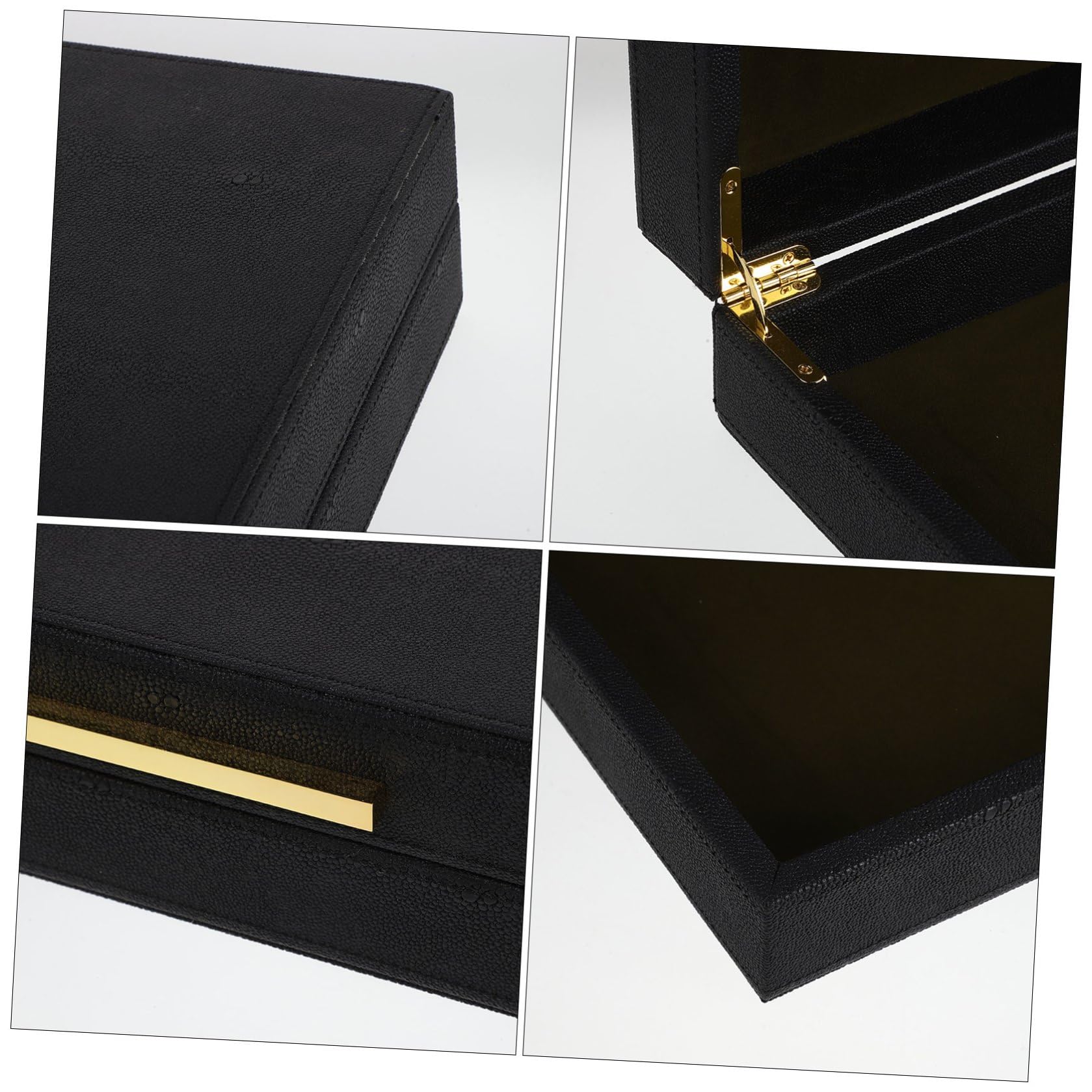 HEMOTON Scatola Portagioie in Ecopelle Nera per Braccialetti e Collane con Scomparti Strutturati, Design Elegante e Funzione Anti Disordine per Uso Domestico e Viaggi