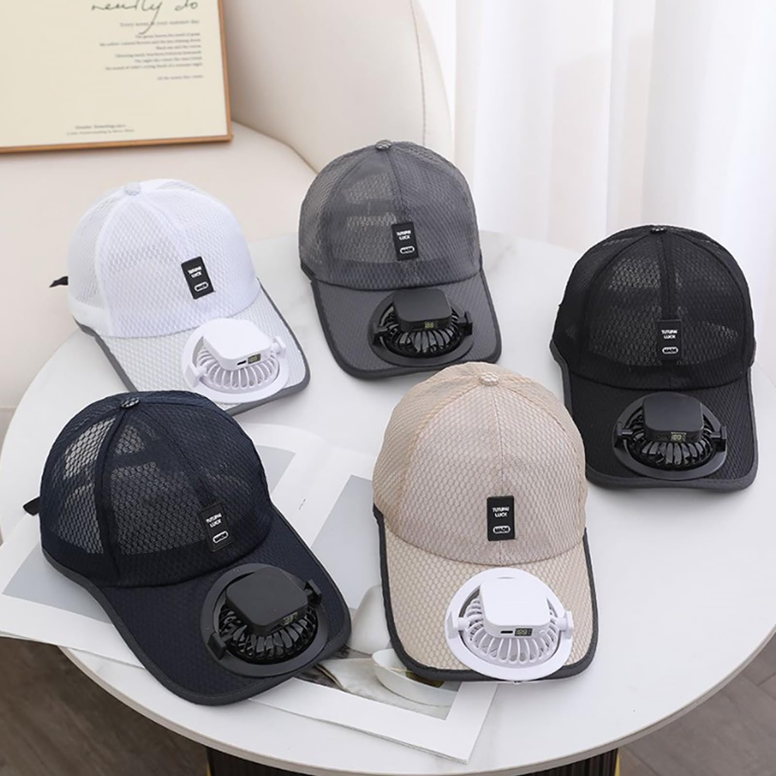 JIAHG Cappellino da baseball con ventilatore solare, in rete, con ventilatore, estivo, protezione UV, cappello da sole a energia solare/USB