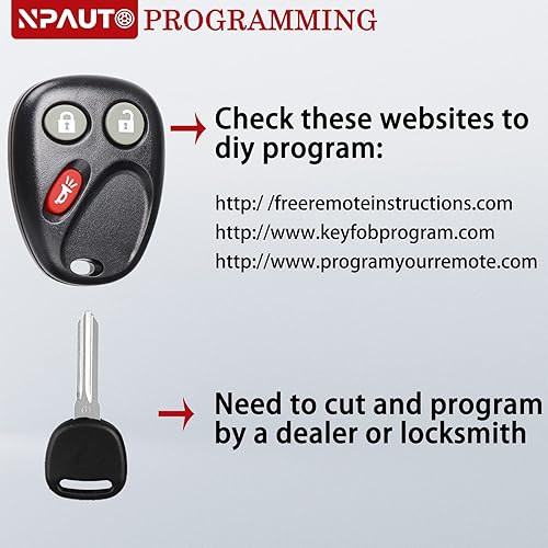 Miniatura 7 de Control remoto de entrada sin llave con llaves de encendido para Chevy Avalanche Equinox Silverado SSR Suburban Tahoe 2003-2006, GMC Sierra Yukon,