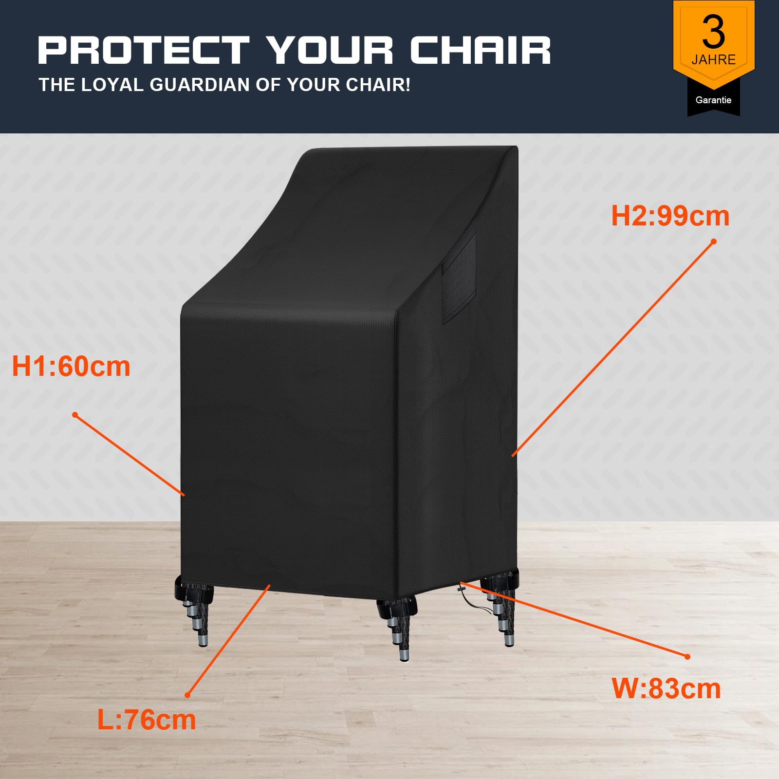 Housse De Protection Pour Chaise De Jardin Noir | 600D Oxford Imperméable Et Anti-UV | Pour Chaises Empilables