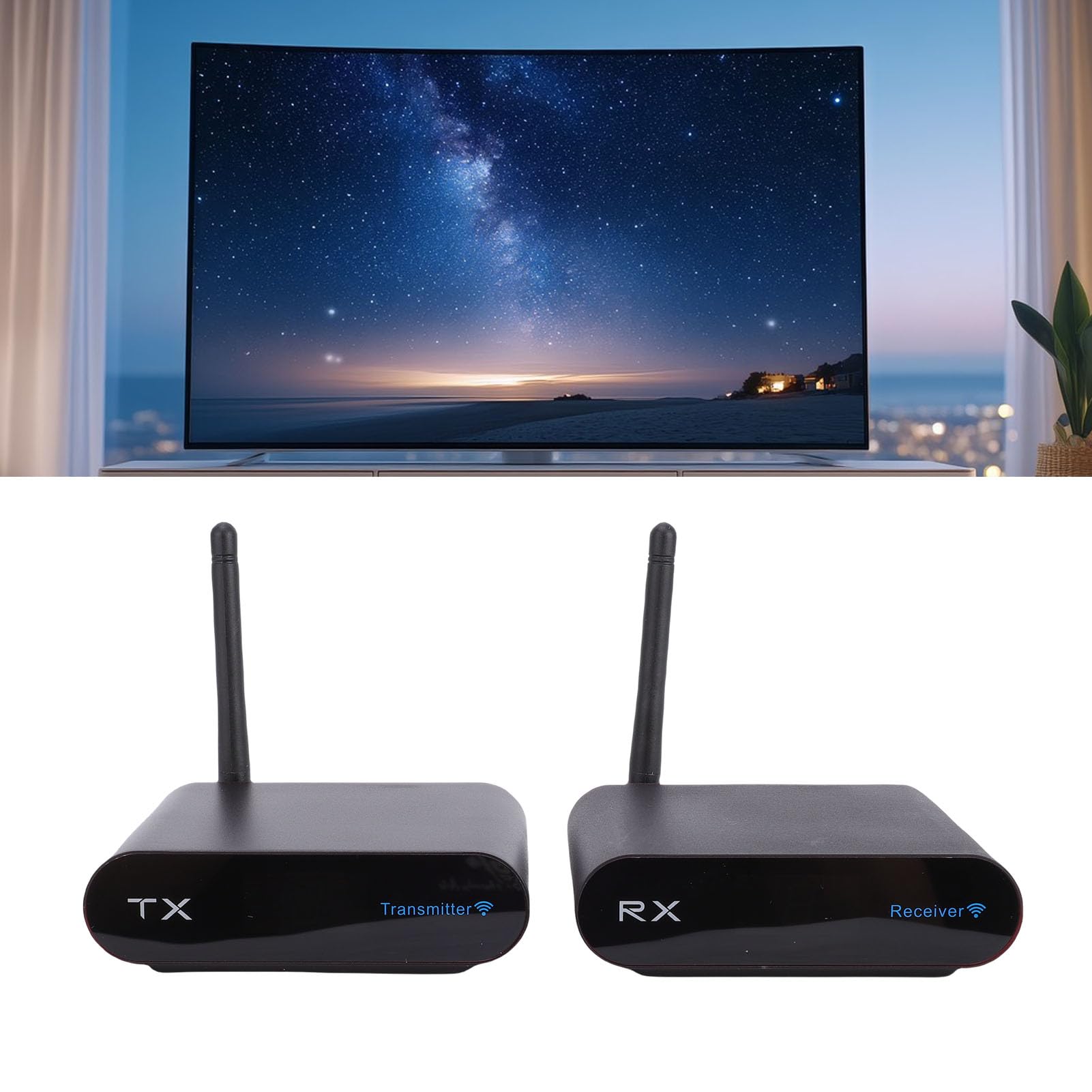 Trasmettitore AV Wireless, Ricevitore e Trasmettitore Audio Video a 8 Canali da 2,4 GHz, Portata 300 M (Spina europea)