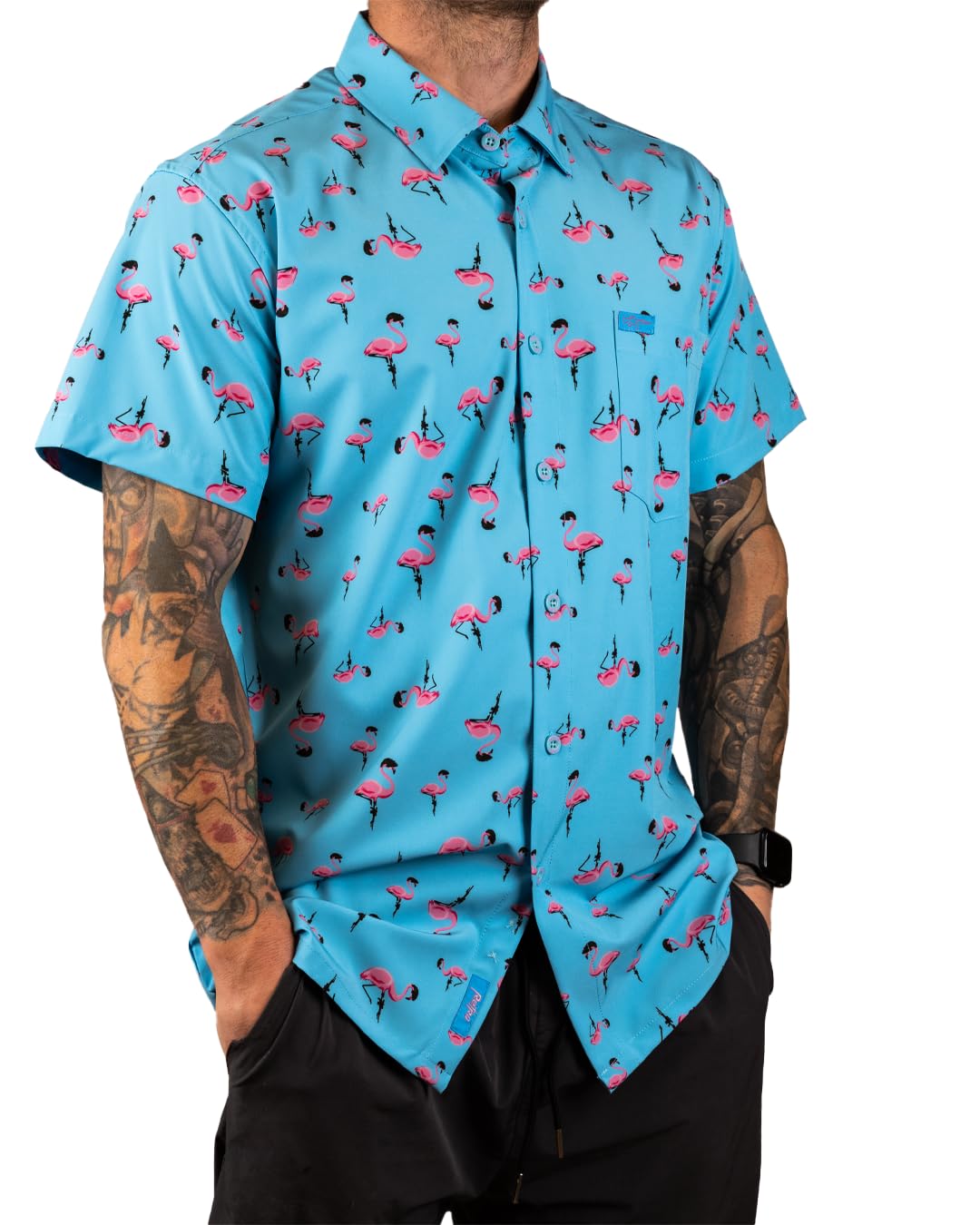 Retro Rifle Men's Short Sleeve Button Down Shirt