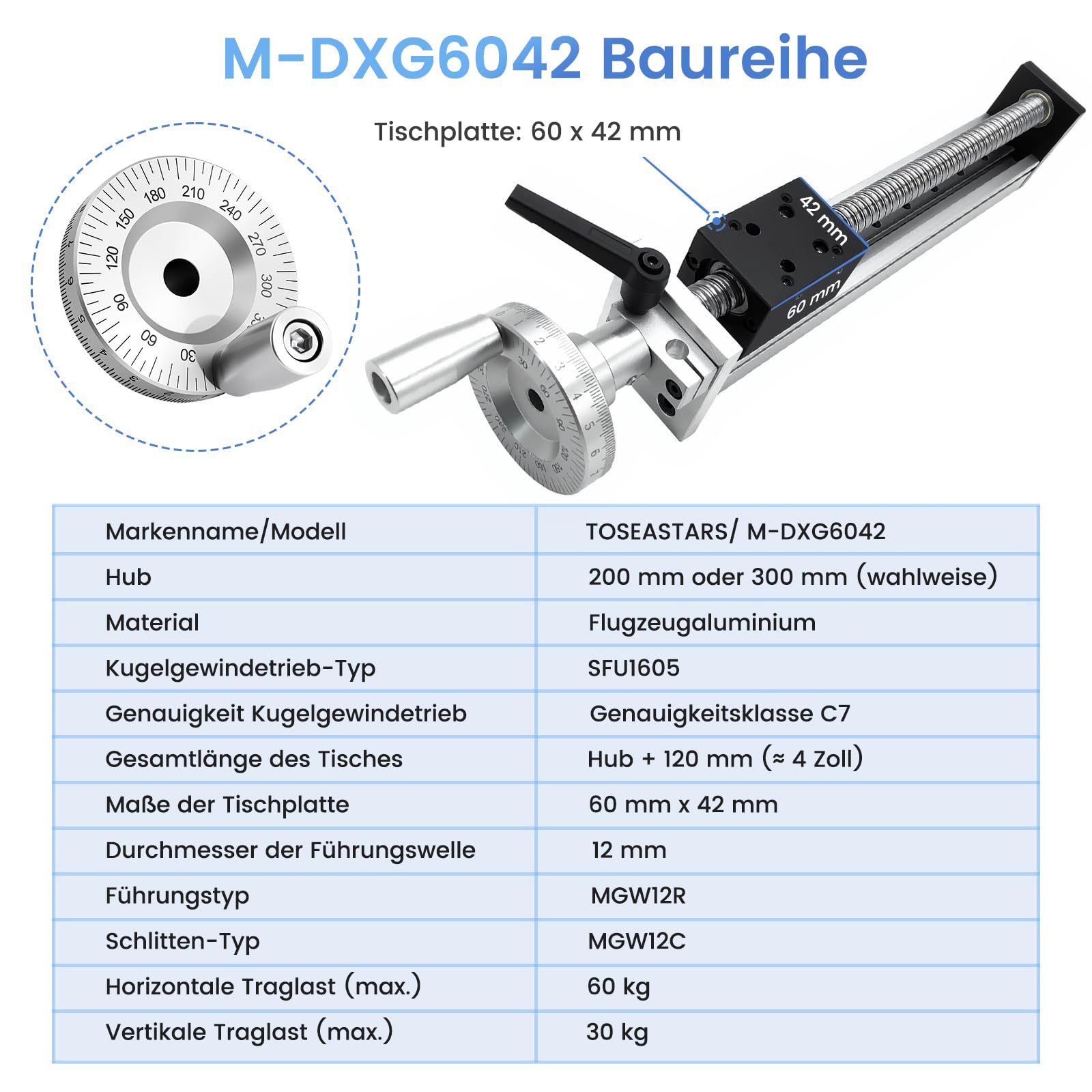 CNC SFU1605 Kugelumlaufspindel Linearführung 300mm Handrad Lineartisch Hochpräziser DIY XY Achse Fräser Graviermaschine