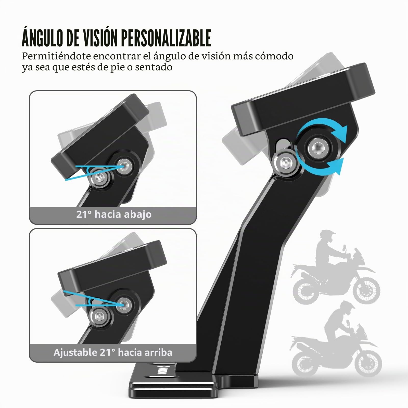 NICECNC Soporte para dispositivo, GPS, teléfono, navegación, SPC+ / AMPS con patrón de pernos compatible con KTM 390 Adventure X/R 2025-2026, ángulo ajustable, color negro