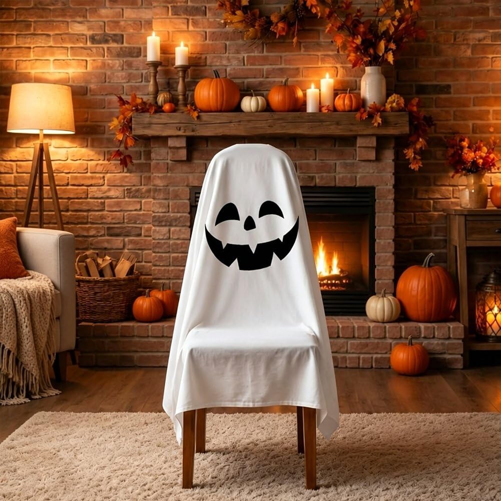 6 Pezzi Coprisedie a Forma di Fantasma di Halloween, Coprisedia Decorativo a Forma di Zucca E Fantasma, Coprisgabello per Feste di Halloween