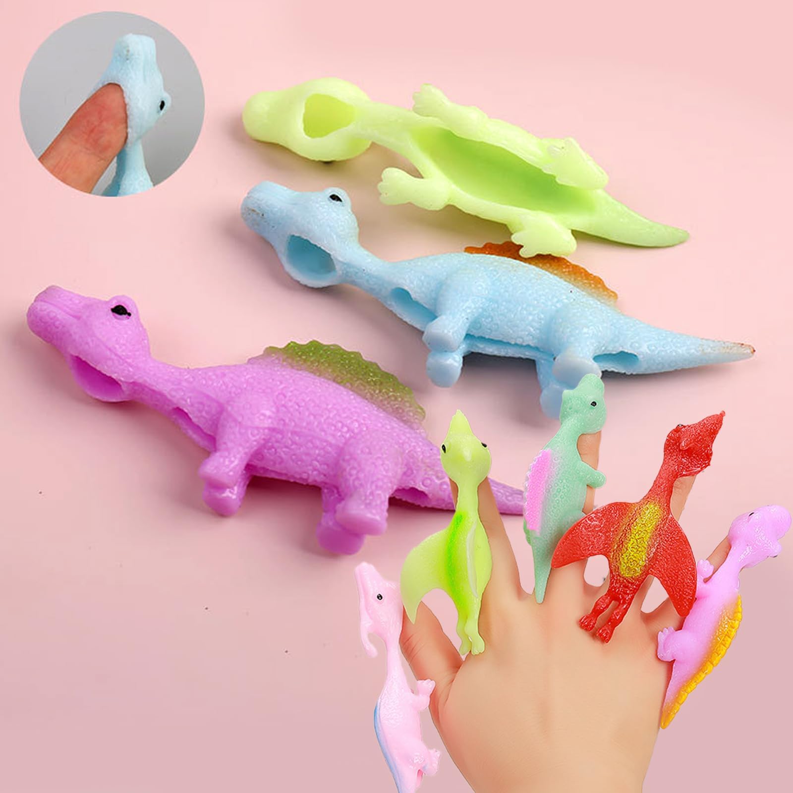 DKDDSSS 20 PCS Juguetes de Dinosaurios, Tirachinas Dinosaurios Juguetes Elásticos, Muy adecuados para Juegos y Fiestas de Vuelo