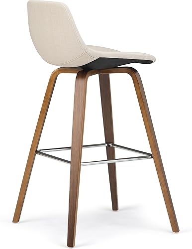 Miniatura 178 de SIMPLIHOME Randolph - Taburete moderno de mediados de siglo de madera curvada de 28 pulgadas (juego de 2) en piel sintética vegana gris piedra para