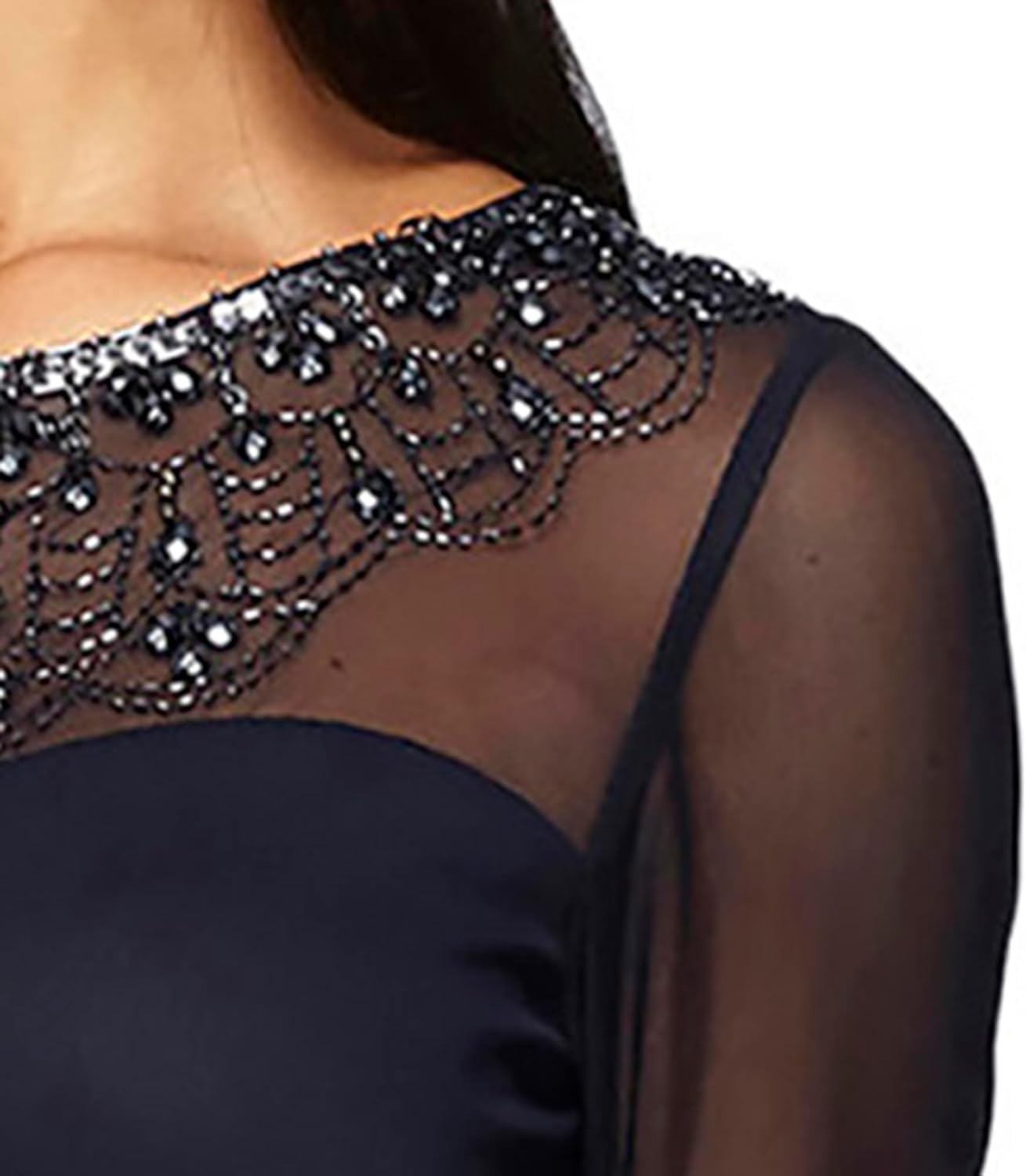 Alex Evenings Womens Long A-line Mother of The Bride Dress with Illusion Neck and Sleeves (Petite and Regular Sizes) - Image 3