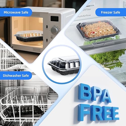 Miniatura 63 de YANGRUI Recipientes de plástico de 6 pulgadas, 17 onzas, paquete de 55 unidades – tapa reutilizable Crystal View anti niebla sin BPA PP Clamshell