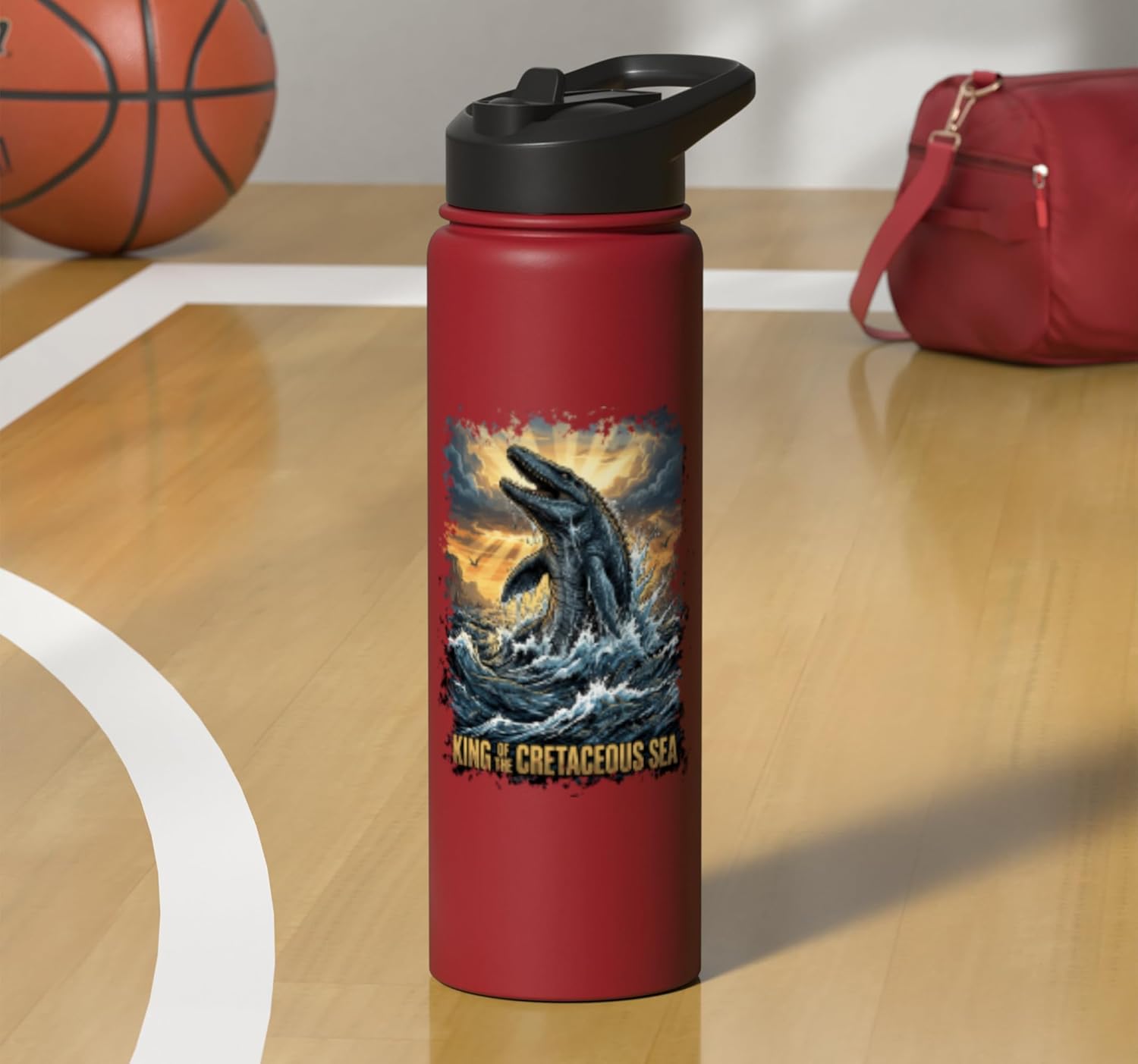 King Of The Cretaceous Sea Mosasaurus Prehistoric Predator Stainless Steel Insulated Water Bottle
