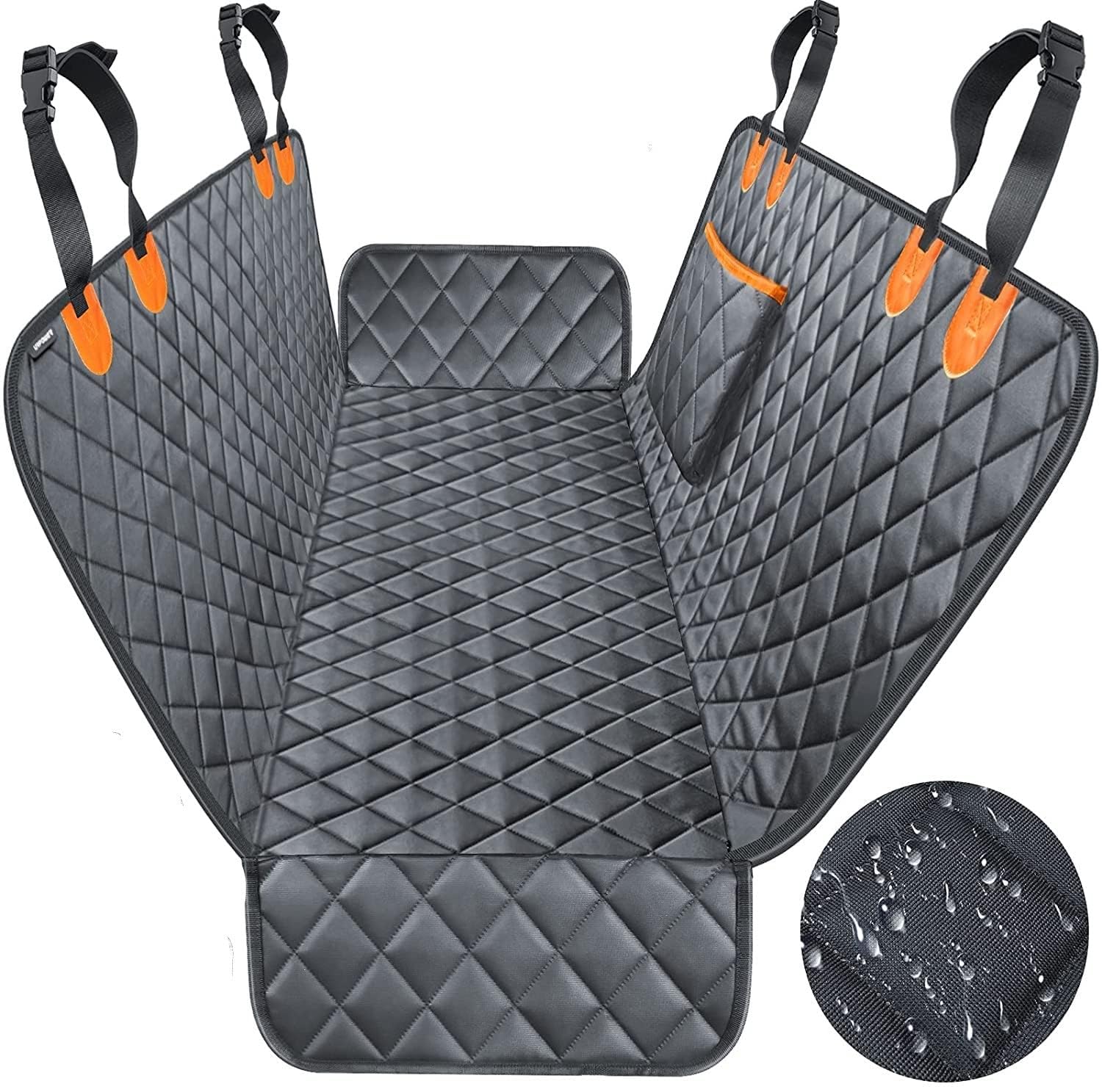 PetLux 100% Waterproof Car Seat Cover for Pets, Scratch Proof & Nonslip Backing & Hammock, Quilted, Padded, Durable Pet Seat Covers for Cars Trucks and SUVs. (Black with Orange, for SUVs & Sedan) (B0CVW35BZV) Amazon Price History, Amazon Price Tracker