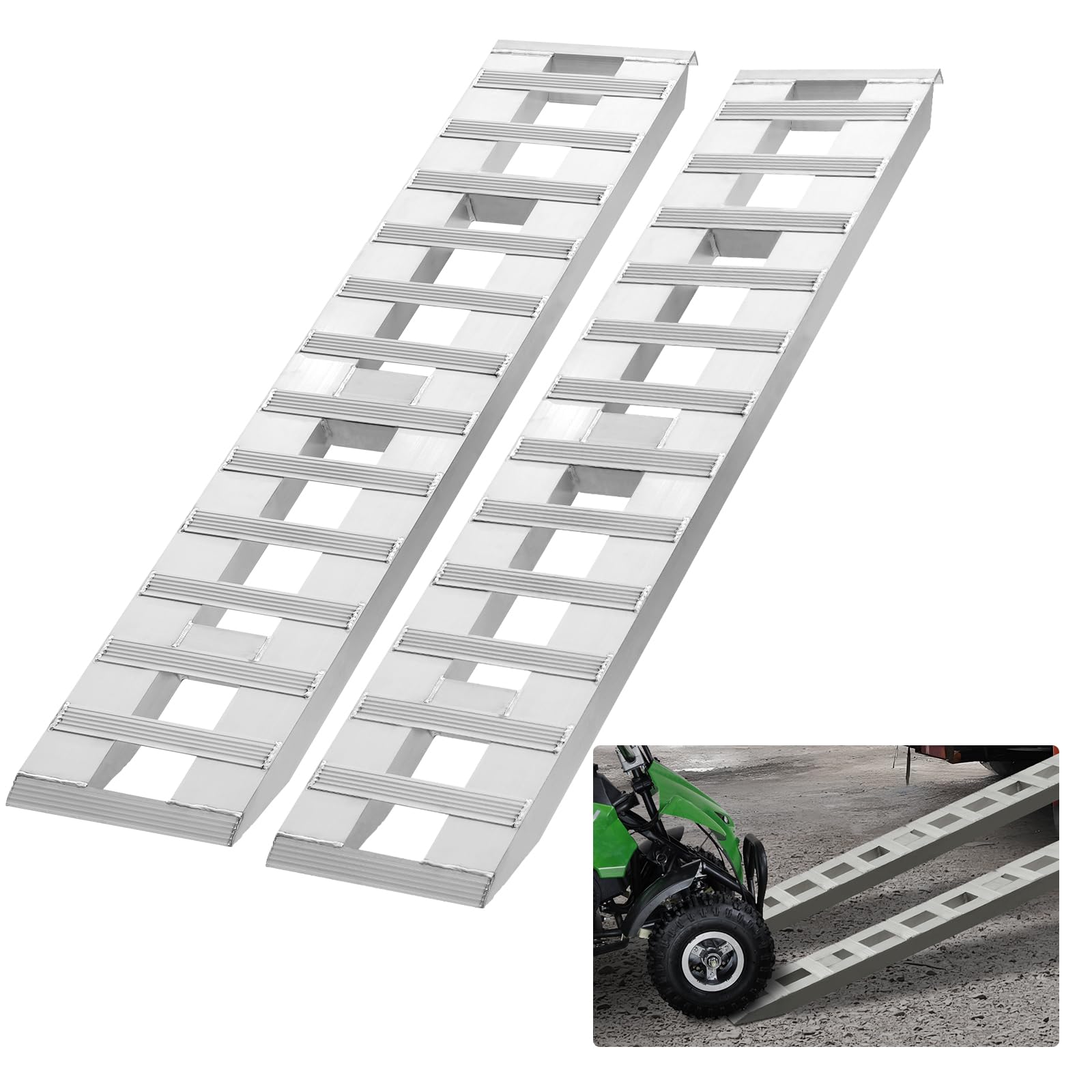 VEVOR Rampa de Carga de Aluminio 2 Piezas 183 x 38 cm Rampa de Acceso Capacidad de Carga de 2721,​6 kg Ligera y Portátil para Motocicleta Todoterreno, Remolque, ATV, UTV, Tractor, Cortacésped