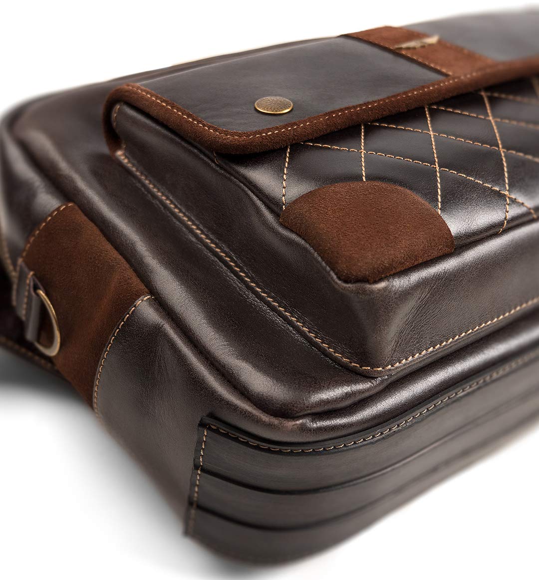 Umhängetasche Moto Aviator – Rindsleder Vollnarbenleder Vintage & Veloursleder – wasserdicht & leicht – Tasche verstellbar – ergonomisch – langlebig, braun, Retro