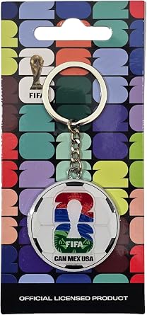 Official FIFA World Cup 26 Metal Keychain Silver Soccer Ball Keyring