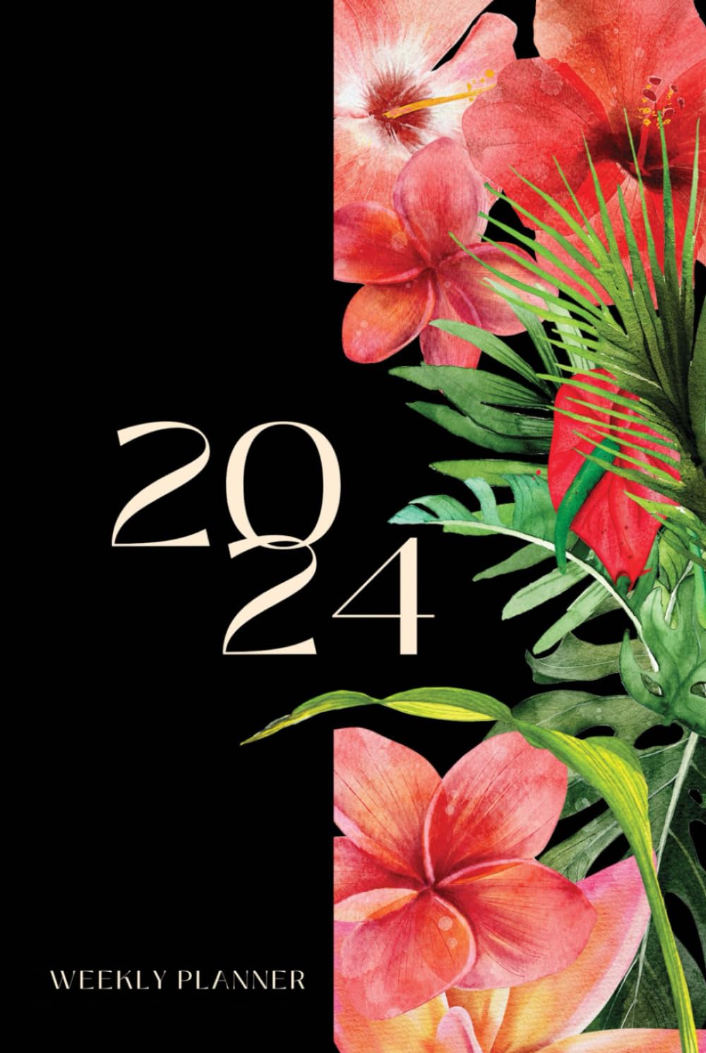 Agenda 2024 tropical rouge organiseur de bureau pour active working