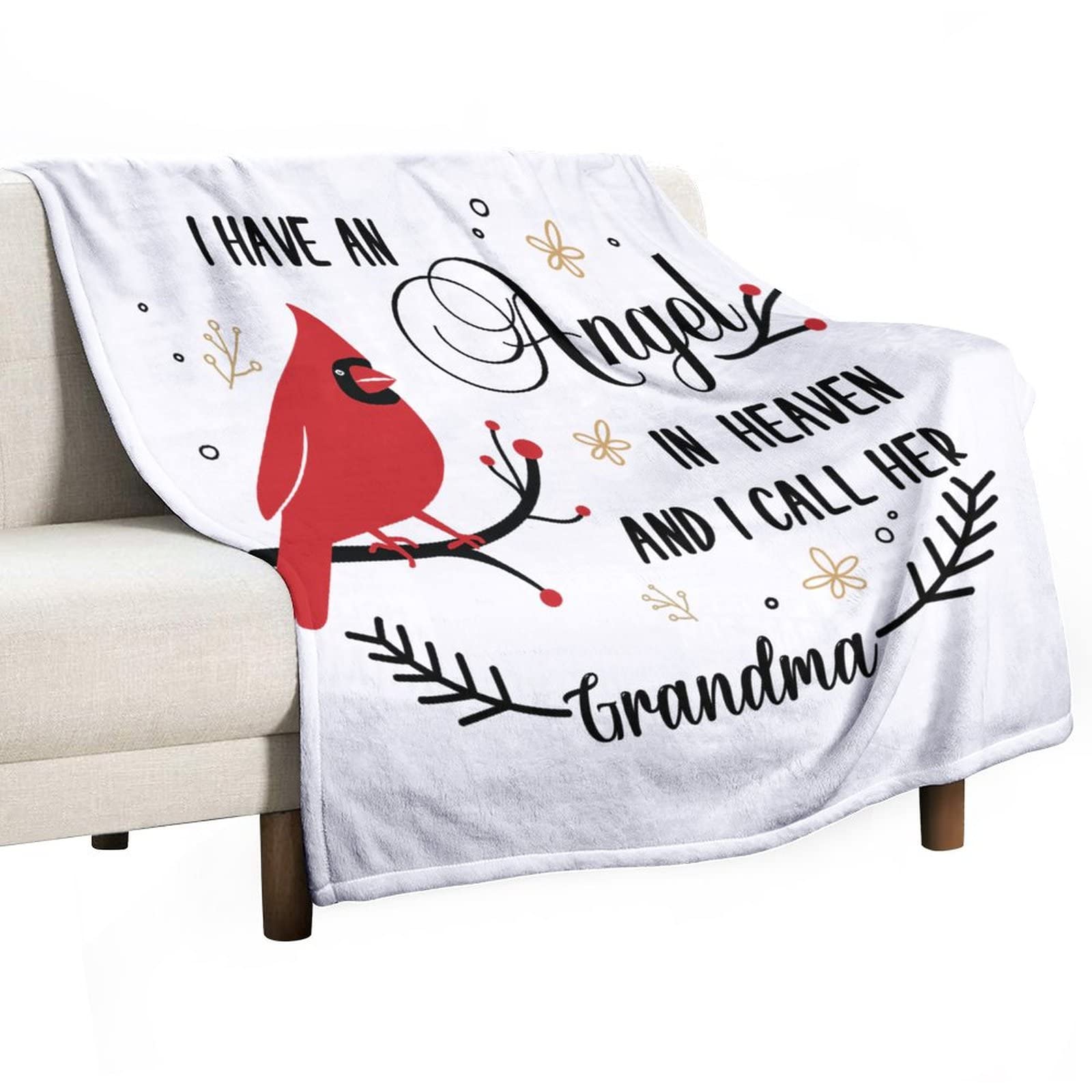 Couverture chaude avec inscription pour grand-mère, plaid commémoratif de Noël