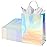 BLEWINDZ 32Pcs Small Paper Gift Bags with Tissues, Iridescent Party Favor Bags with Handles, Holographic Silver Gift Bag for Wedding Baby Shower Birthday Shoppings Party Supplies