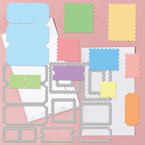 Miniatura 3 de GLOBLELAND Juego de 20 troqueles de corte para manualidades, álbumes de recortes, boletos de metal, marco de borde, plantillas de estampado en