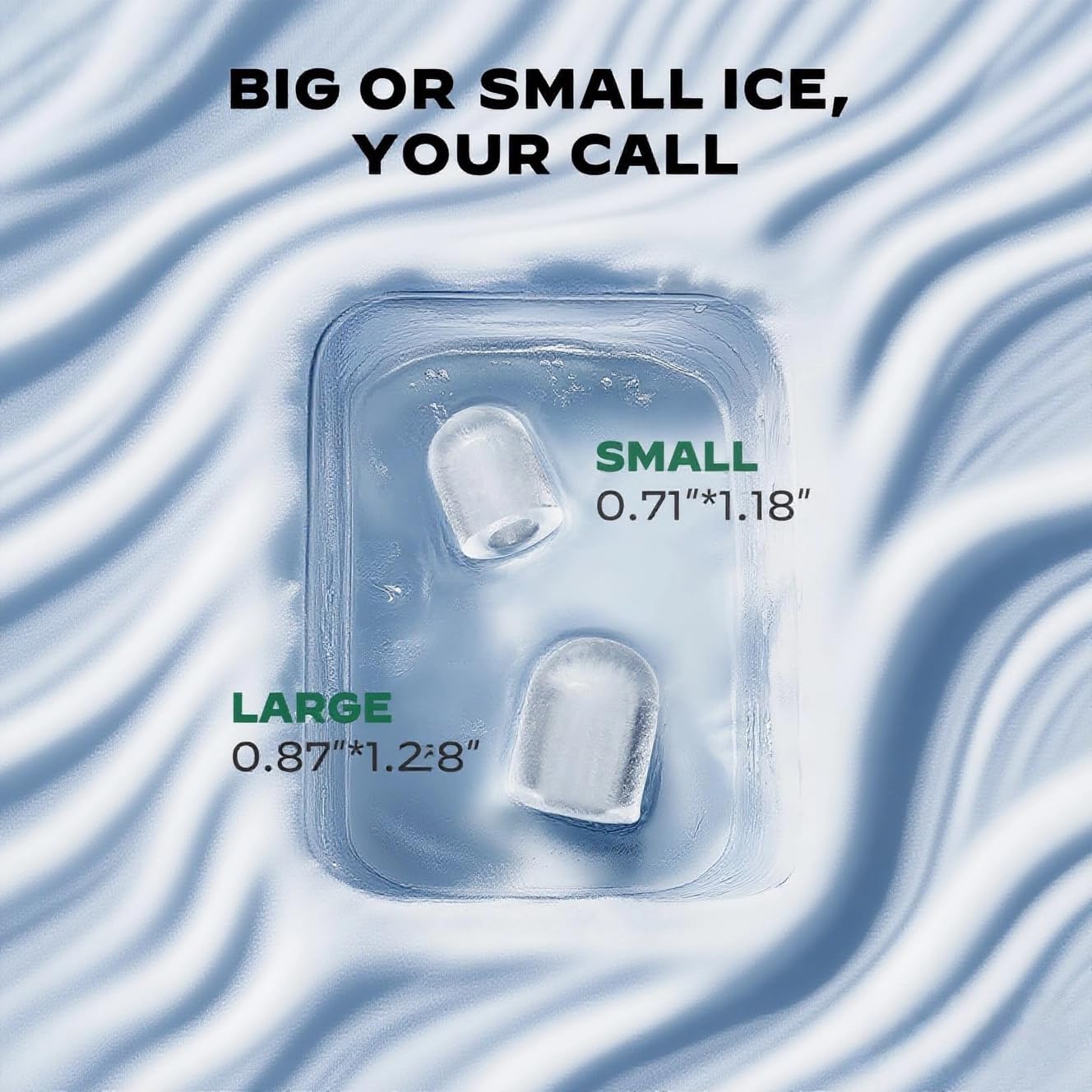 Silonn Boost Ice Maker, 2.5l Ice Basket And 1.8l Water Tank, Makes 9 Bullet Ice Cubes In 6 Mins, Countertop Ice Machine With Self-Cleaning & LED Touch Control, 2 Selectable Ice Sizes on Fridge.com - View 6