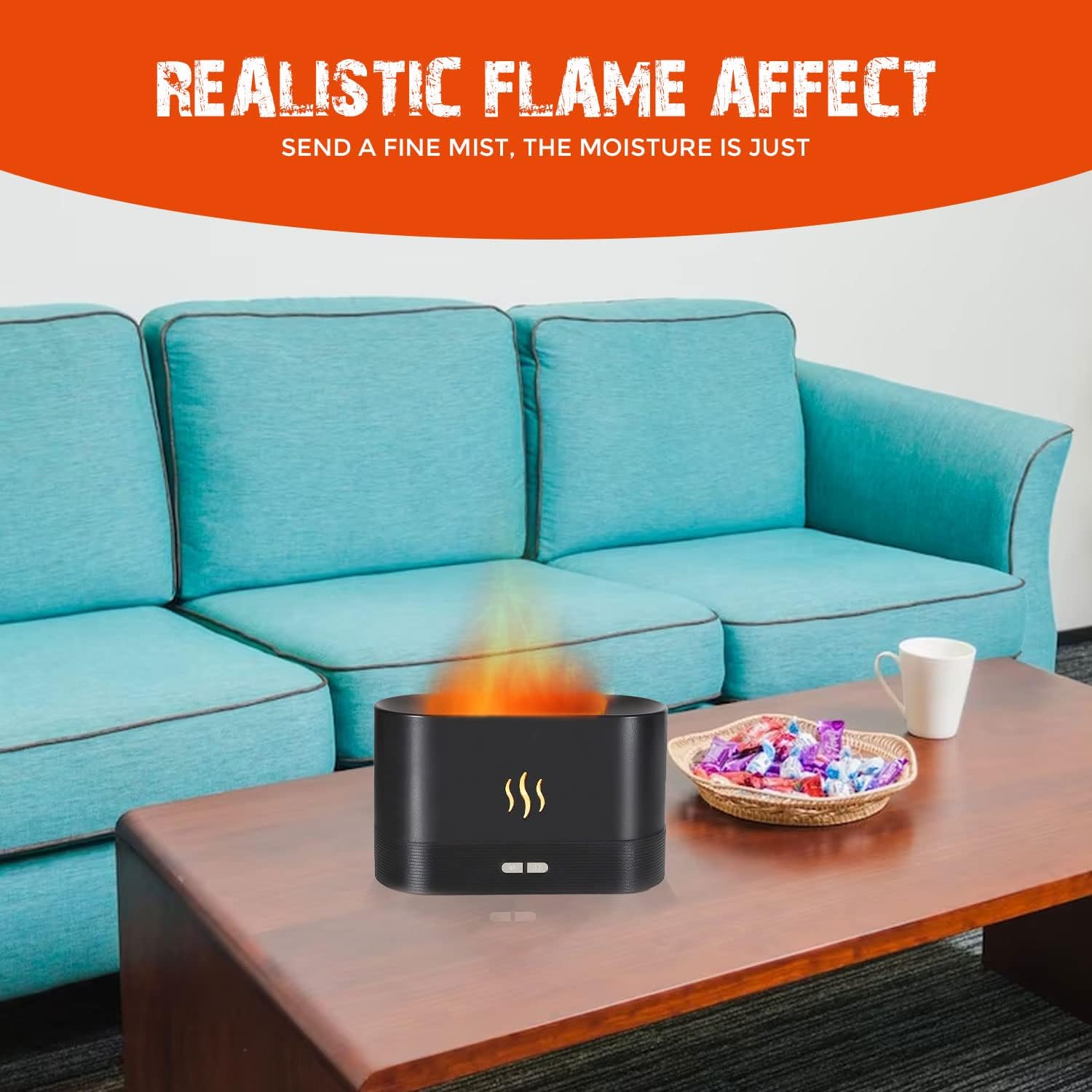 La Kitchenette Portable Flame Diffuser Humidifier, Essential Oil Diffuser, Humidifier, Aroma Therapy, Ultrasonic USB Humidifier, Flame Diffuser, Aroma Diffuser for Bedroom, Aromatherapy Gifts (Black)