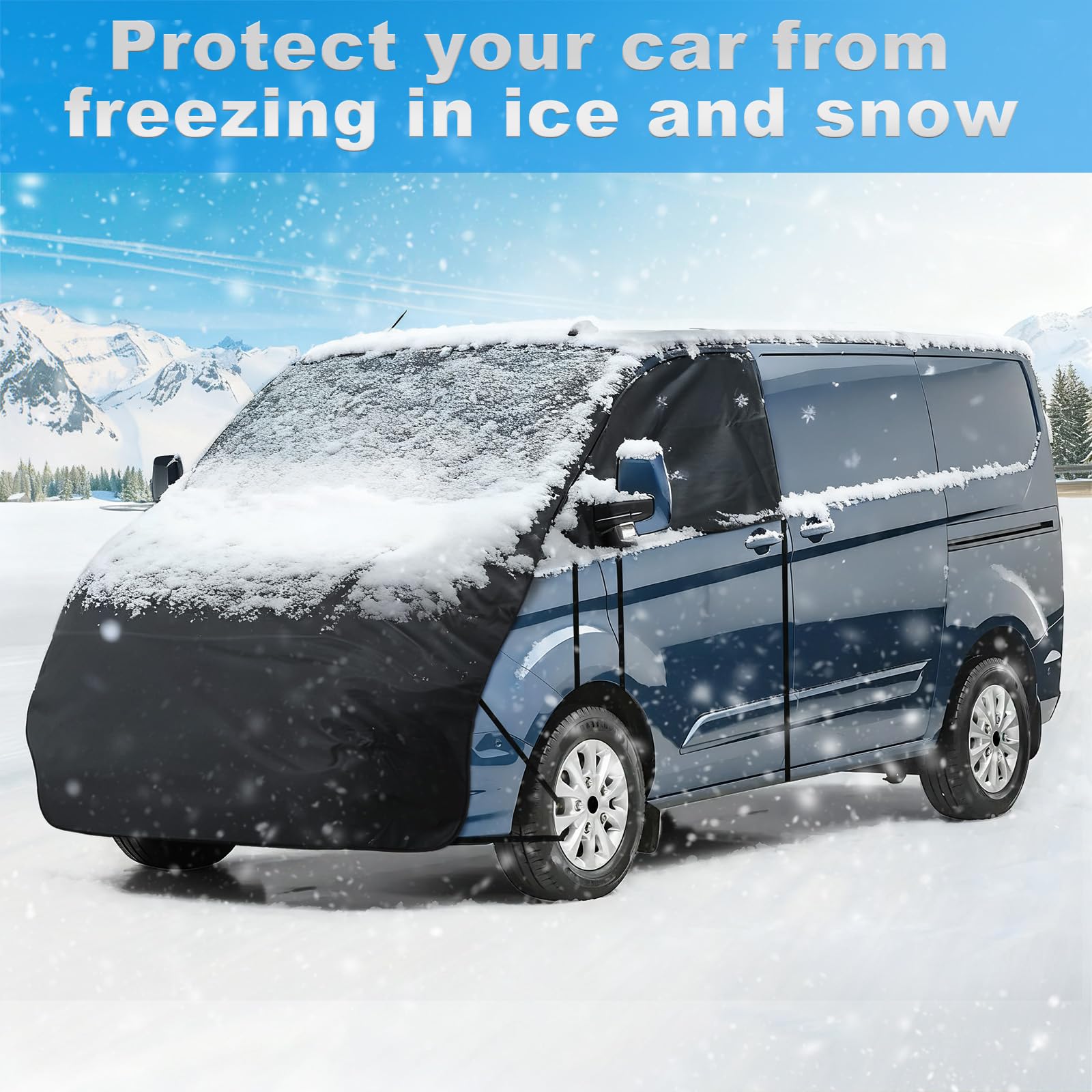 Cubierta de Parabrisas de Coche para Ford Transit MPV 2014 en adelante, 420D Protector de Proa Essential para Furgoneta con 10 Bandas e Imanes