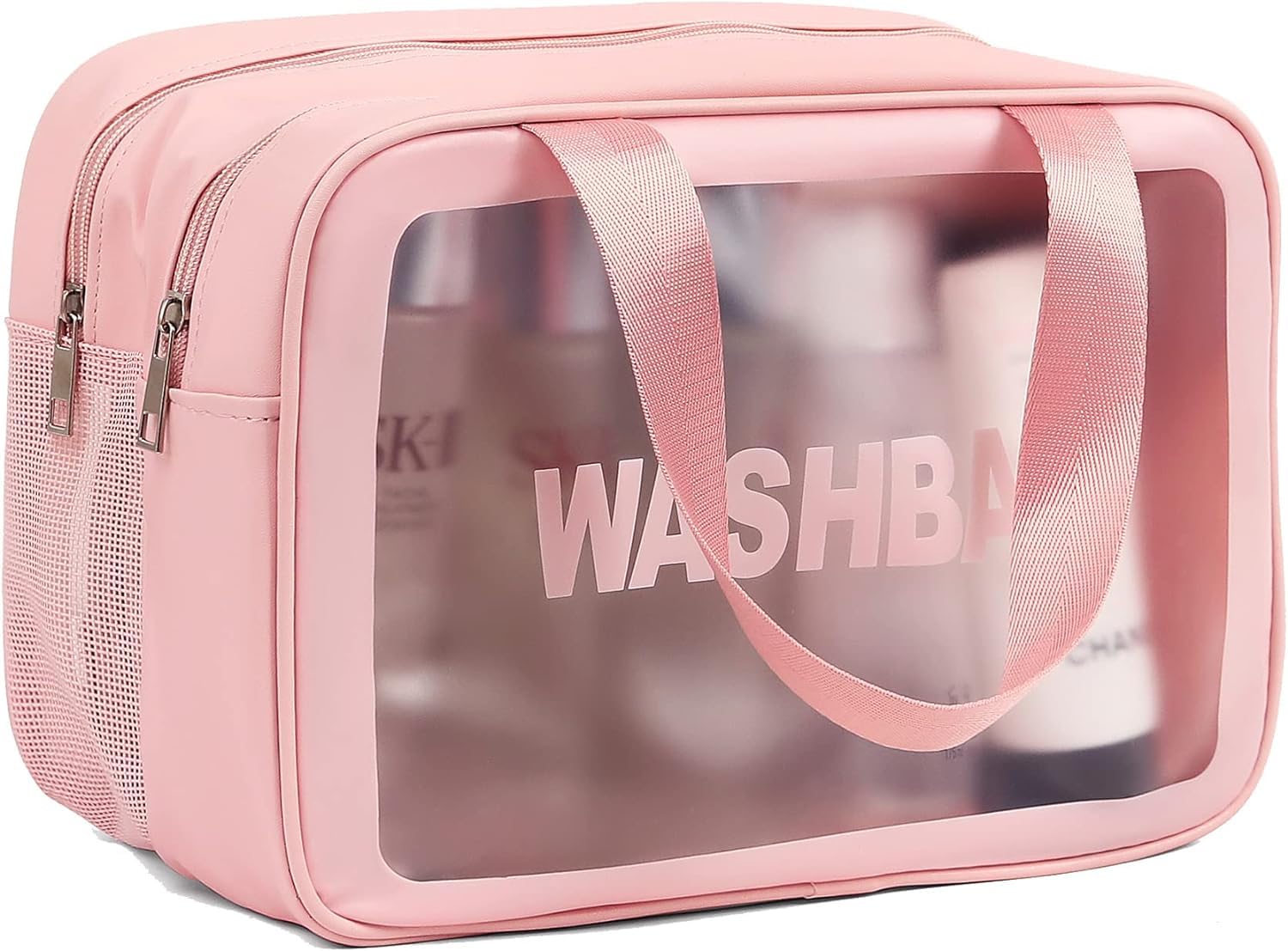 BABLY Clear Wash Toiletry Makeup Bag PVC Waterproof Cosmetic Bag Large Clear Travel Toiletry Organizer Bag Set Clear Plastic Tote Bags Transparent Cosmetic Bag Clear Tote Bags for Woman
