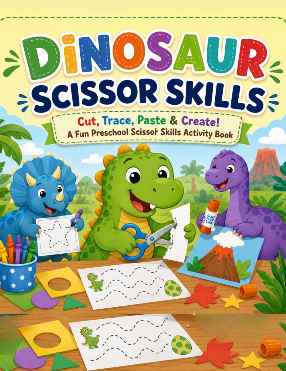 Dinosaur Scissor Skills.: Cut, Trace, Paste & Create! A Fun Preschool Scissor Skills Activity Book