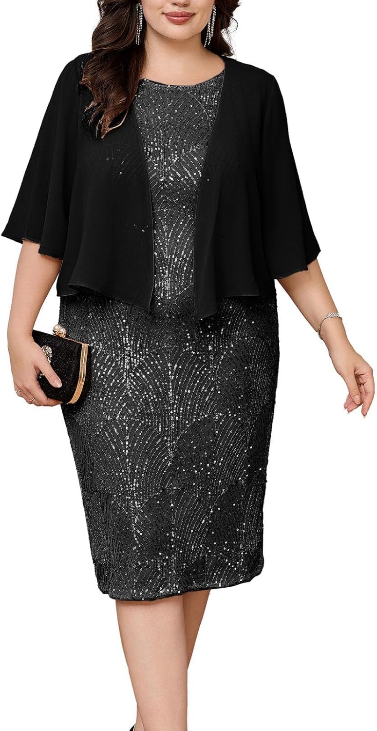 Hanna Nikole Damen Plus Size Abendanzug 3-teilig - Chiffon Hosenanzug Elegant