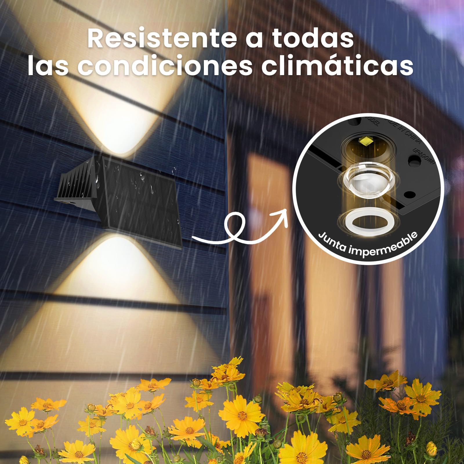 Aplique Solar Exterior,Luz Solares Exteriores Arriba Y Abajo,IP67 Impermeable, Luces Solares Led Exterior Jardin, Para Patio Cubierta Valla 10 Pack Blanco CáLido