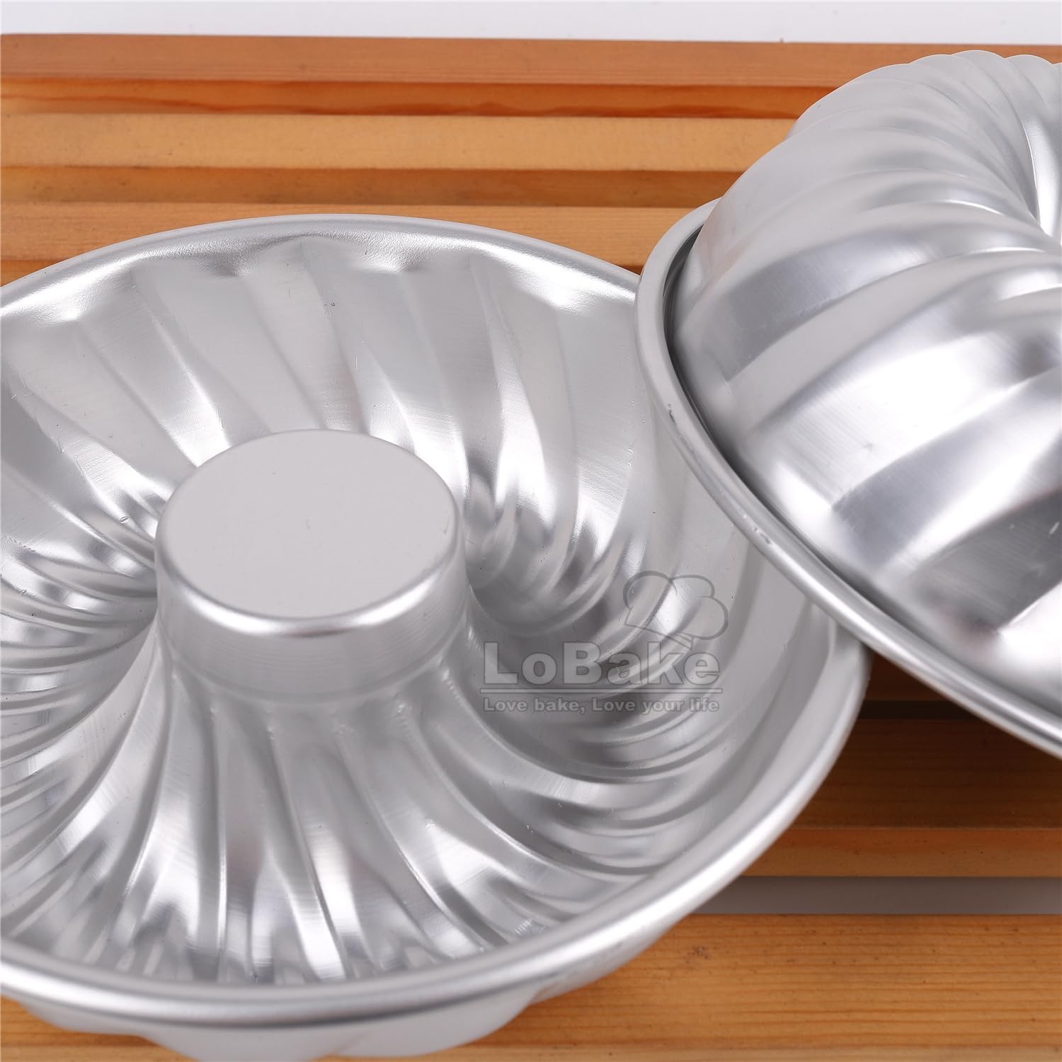 Round Cake Mold Fluted Wall Hollow Angel Anodising Aluminium Pan Bread Toast Mould DIY Baking 11cm 15cm 19cm Diameter 2pcs/lot (2pcs Medium Size)