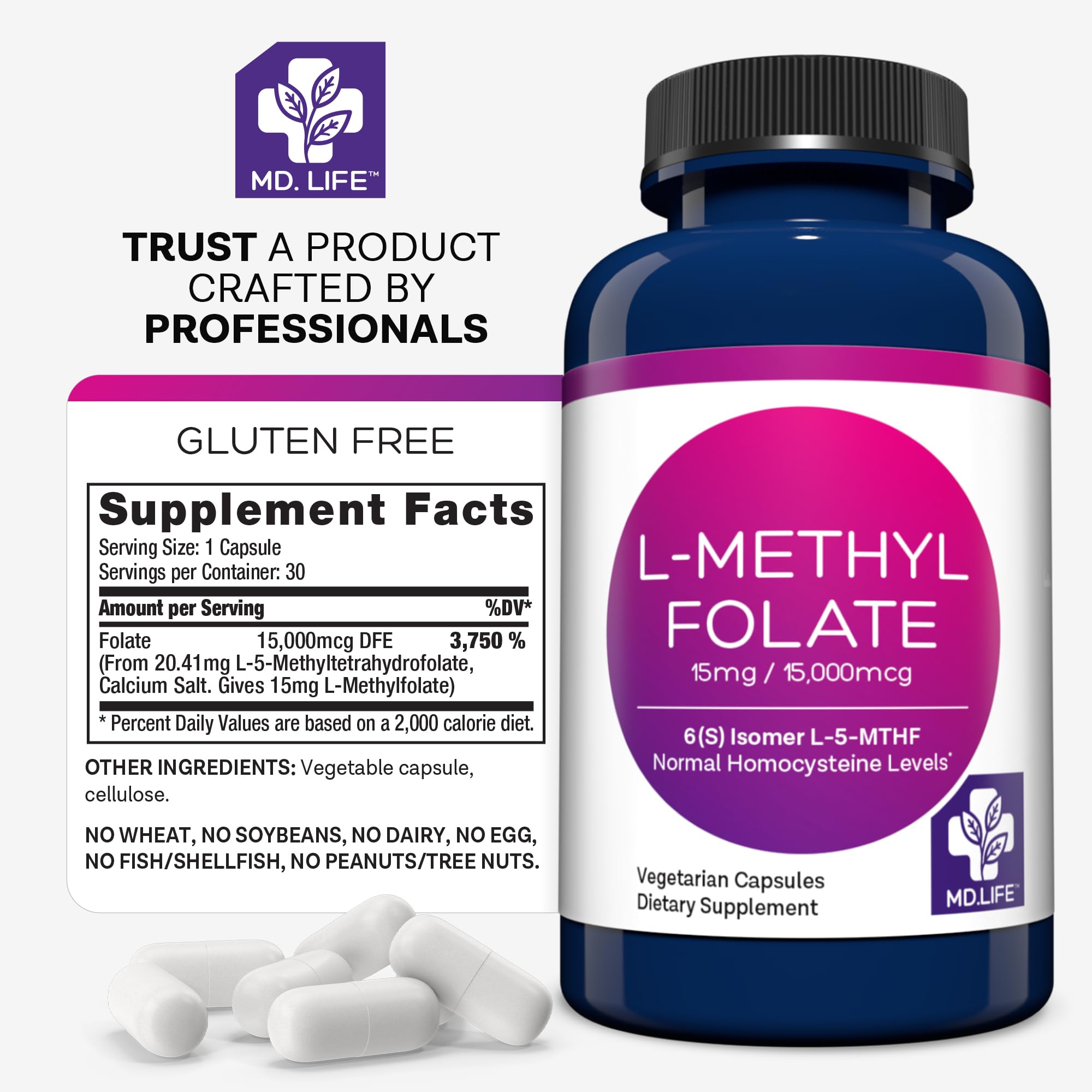 MD. Life L-Methylfolate 15 mg, Professional Grade, 30 Capsules, 5-MTHF — Amazon image 7