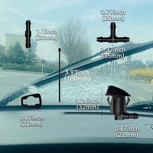 Miniatura 3 de Boquilla para limpiaparabrisas, rociador de limpiaparabrisas delantero, kit de repuesto compatible con Jeep Grand Cherokee, Chevrolet, Malibu,